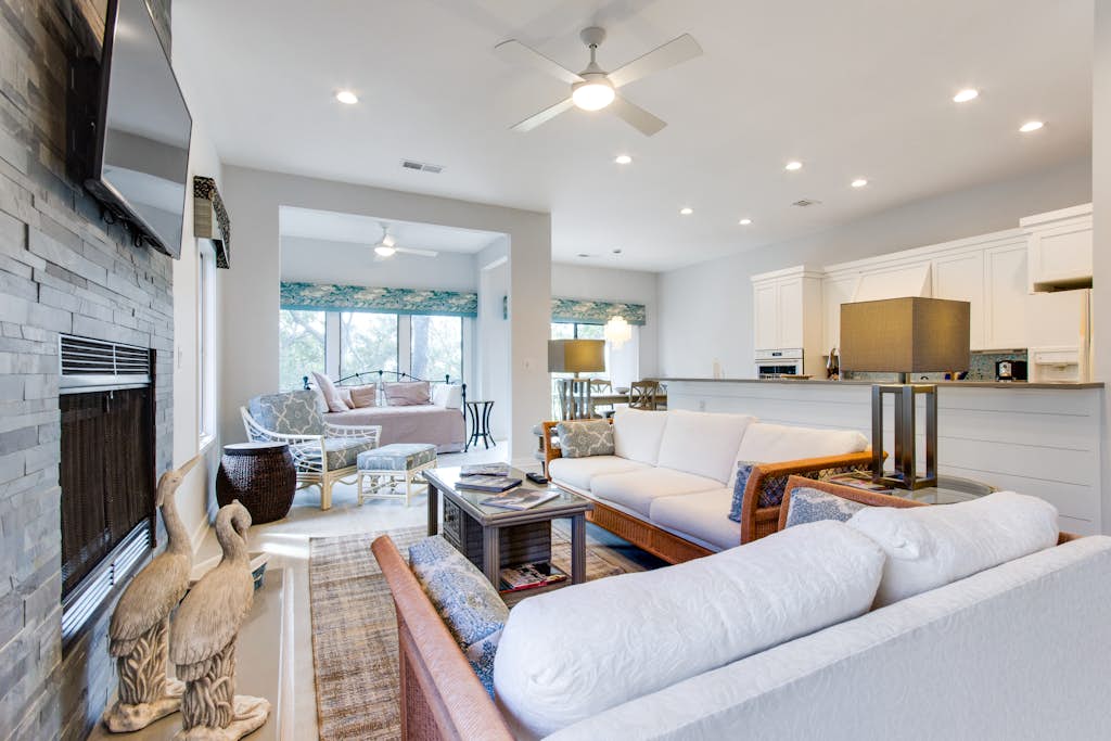 Handicap accessible villa featuring views of hole #1 at Crooked Oaks — Seabrook Island, SC — vacation rental