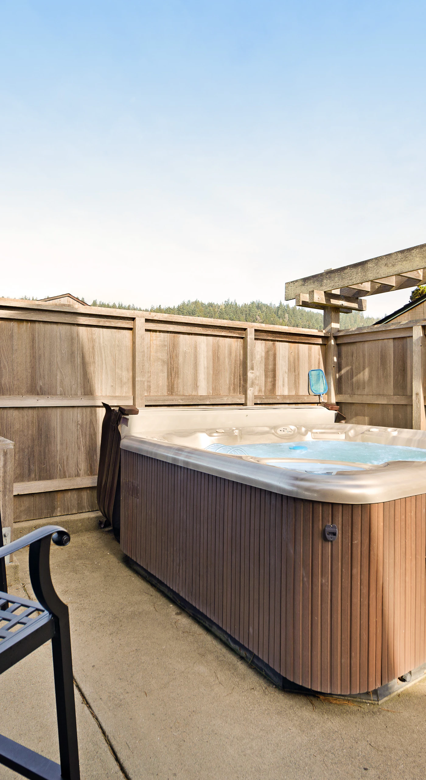 Indulge in the ultimate relaxation experience in your private hot tub, surrounded by nature's tranquility and ocean views.