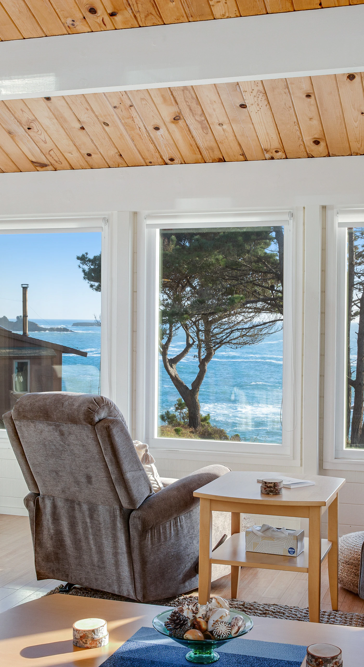 Enjoy your favorite book in one of the comfortable chairs, with the sound of the ocean serenading you in the background.