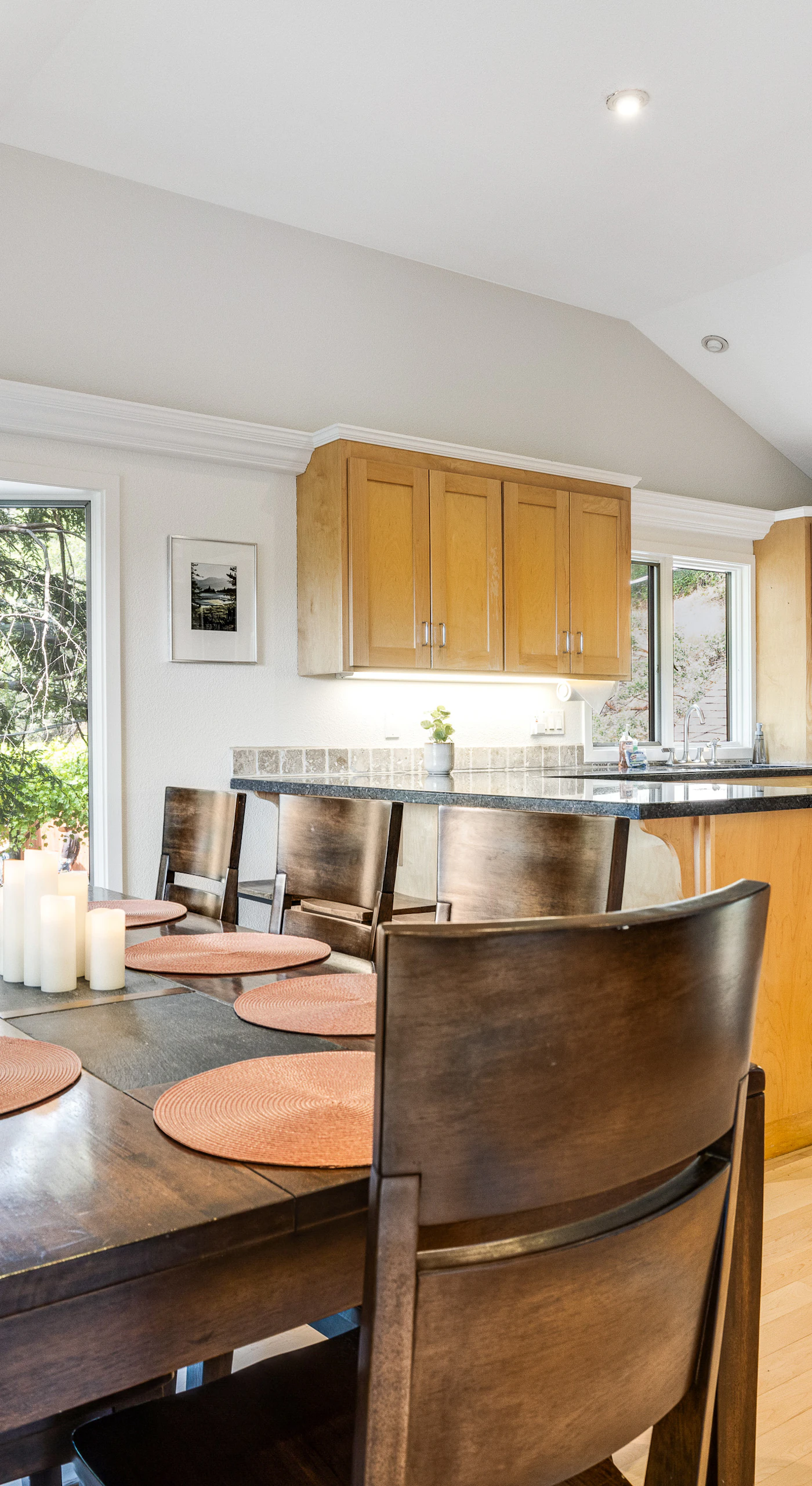 "Welcome to The Nest" — your gourmet kitchen opens directly to the dining area, making farm-to-table meal prep a social affair with Sonoma County's best ingredients.