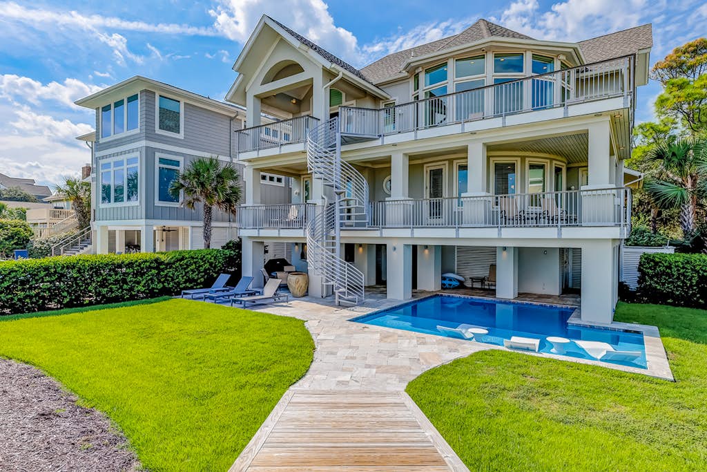 Stunning oceanfront home with pool, private boardwalk, decks, & elevator — Hilton Head, SC — vacation rental