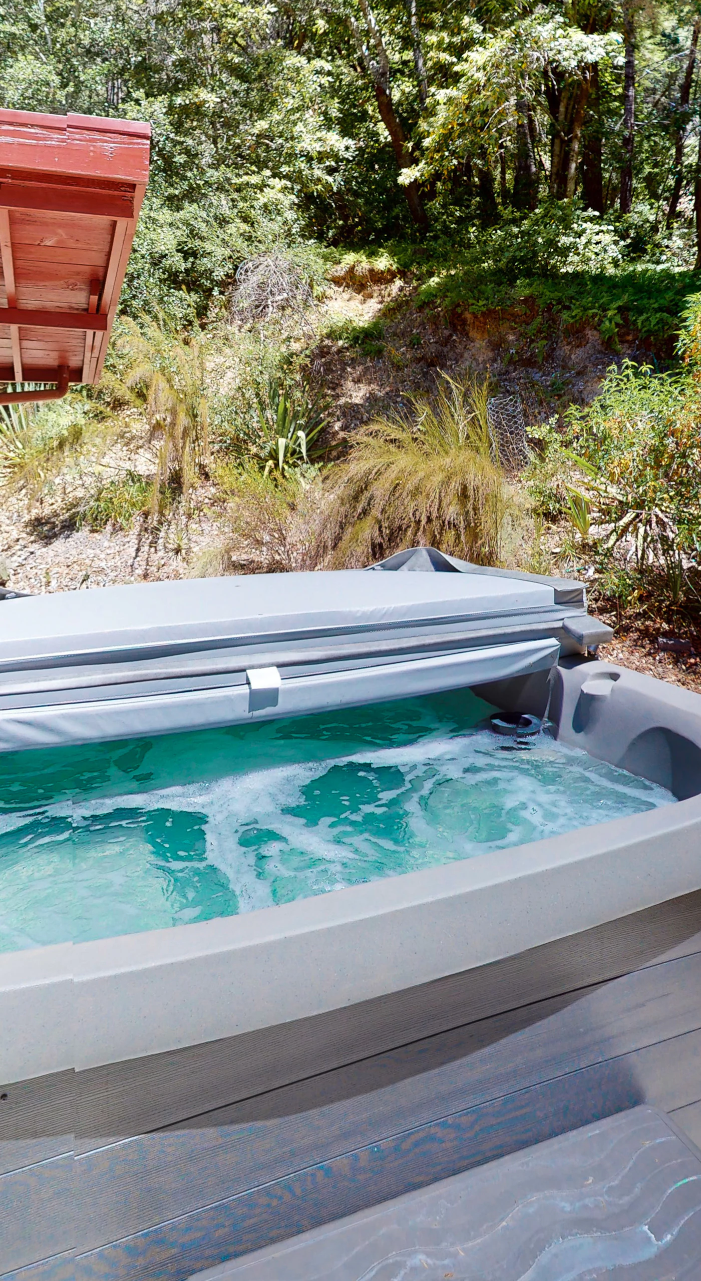 Ease into your private hot tub tucked among the redwoods — let the forest sounds wash over you after a day exploring Russian River wine country.