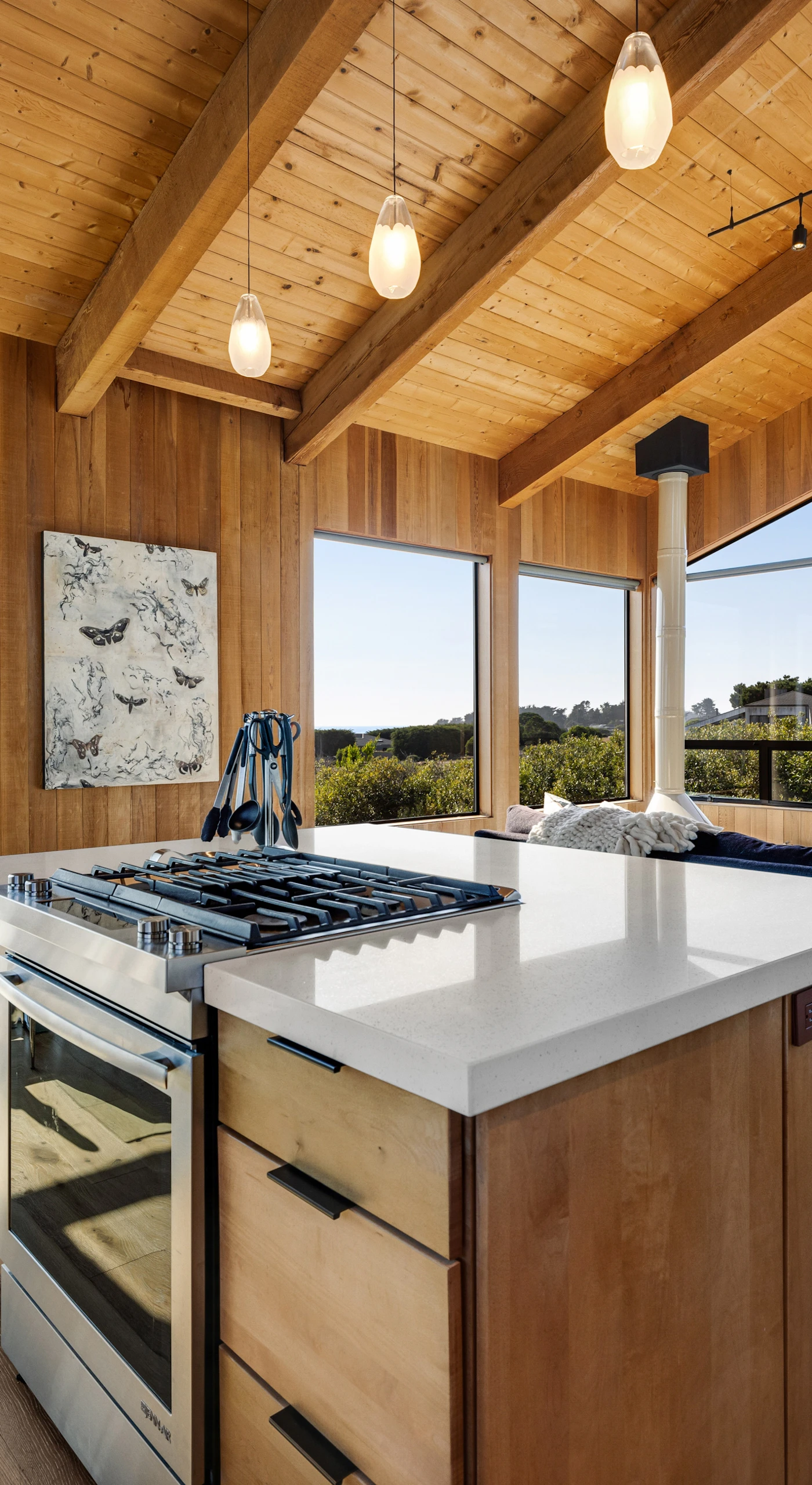 Appreciate the seamless flow between cooking and entertaining in this bright kitchen, where every meal can become a delightful event.