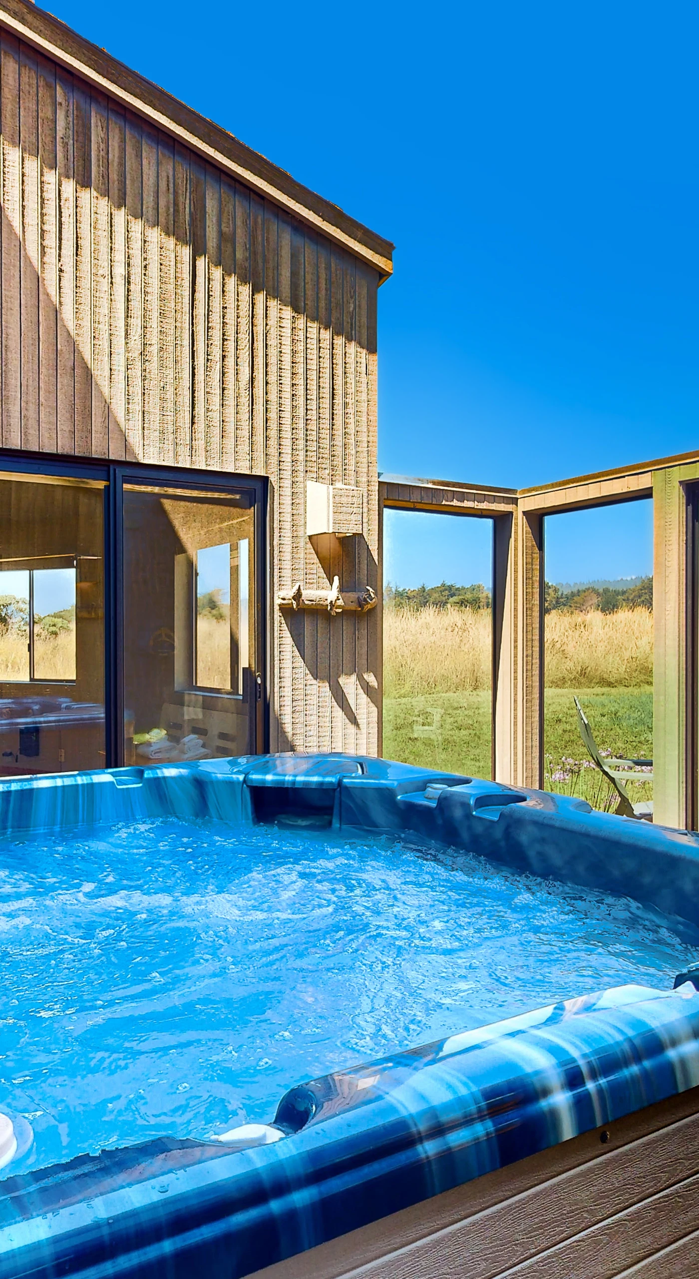 Step into relaxation in your private hot tub, where every soak is accompanied by serene views and peaceful solitude.