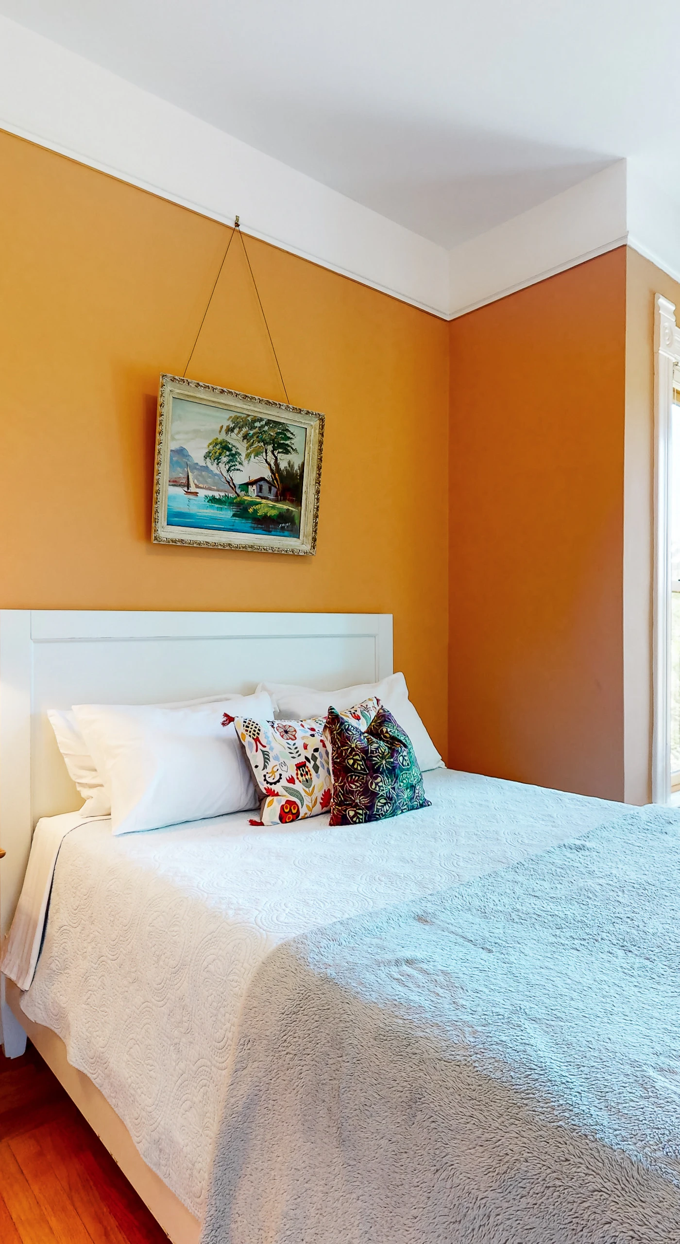 Nestle into plush pillows as afternoon light pours through your bedroom windows — a restful retreat after a day on the Healdsburg wine trail.