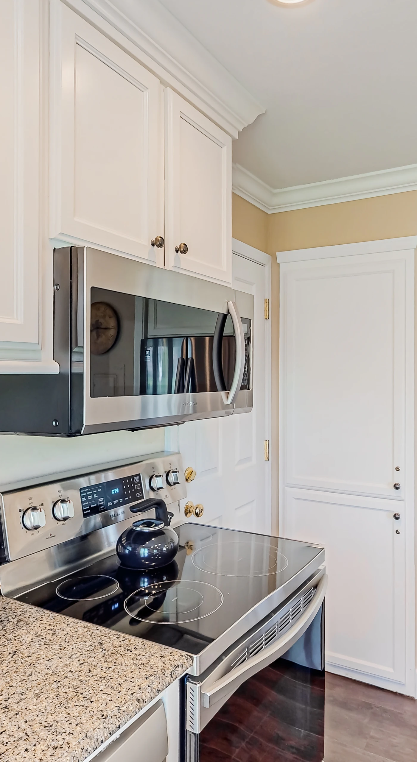 Stock your stainless steel refrigerator with local Napa Valley produce and keep mornings simple with the built-in coffee station and microwave.