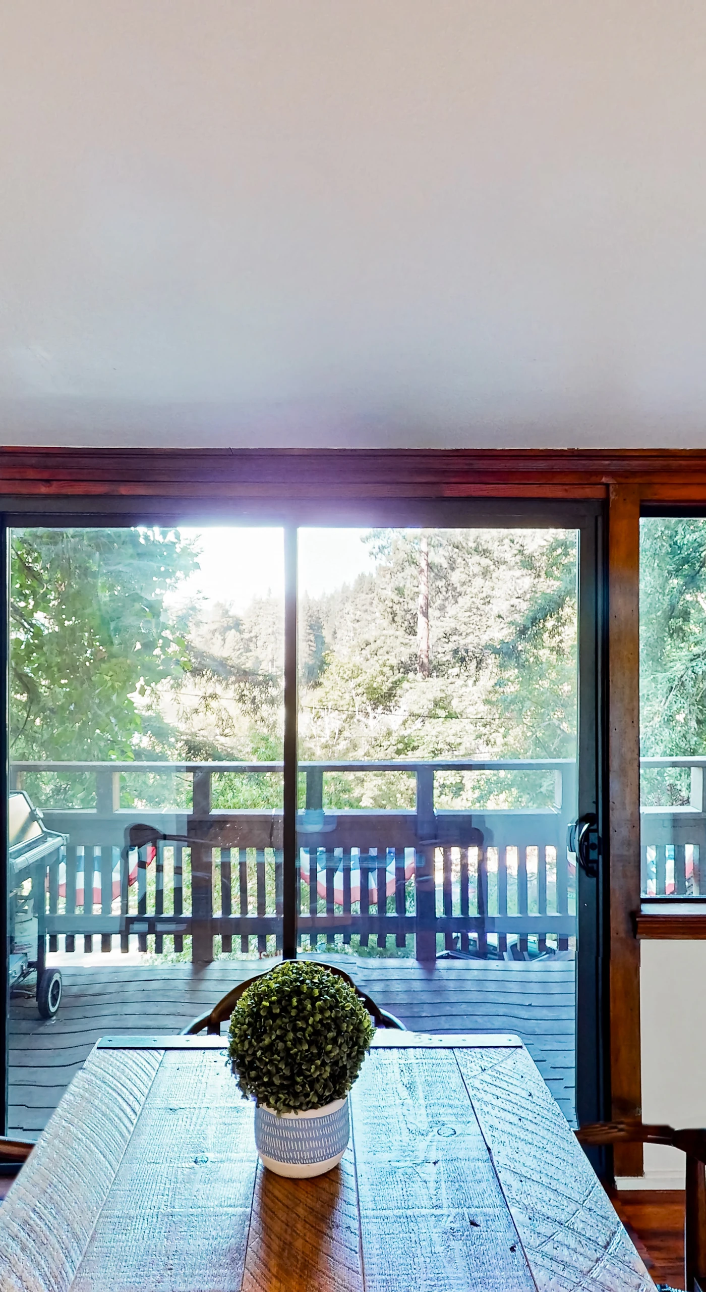 Dine among the redwoods without leaving your seat — wraparound windows frame towering trees and your private deck, making every meal a Russian River occasion.