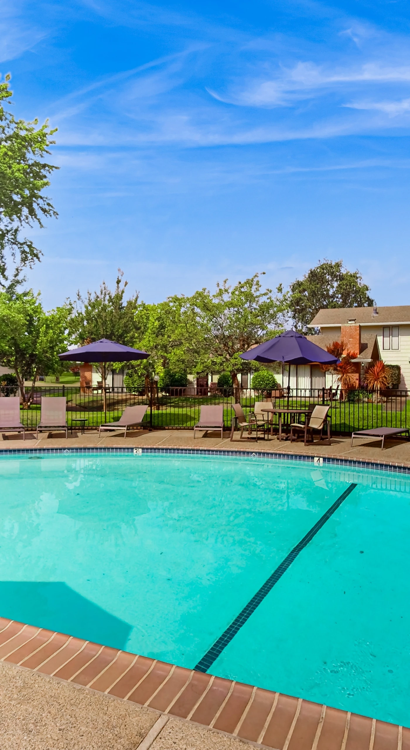 Cool off in the sparkling communal pool just steps from your door, complete with lounge seating for lazy Napa Valley afternoons