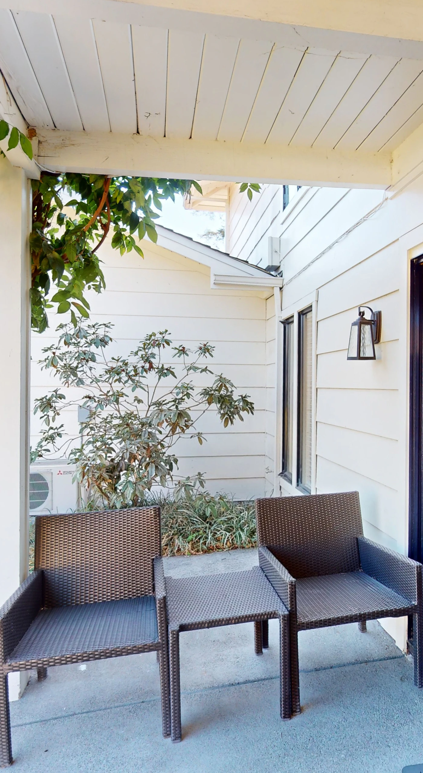 Unwind on your private covered patio beneath mature shade trees — the ideal spot to sip Napa Valley wine after a day of tasting.