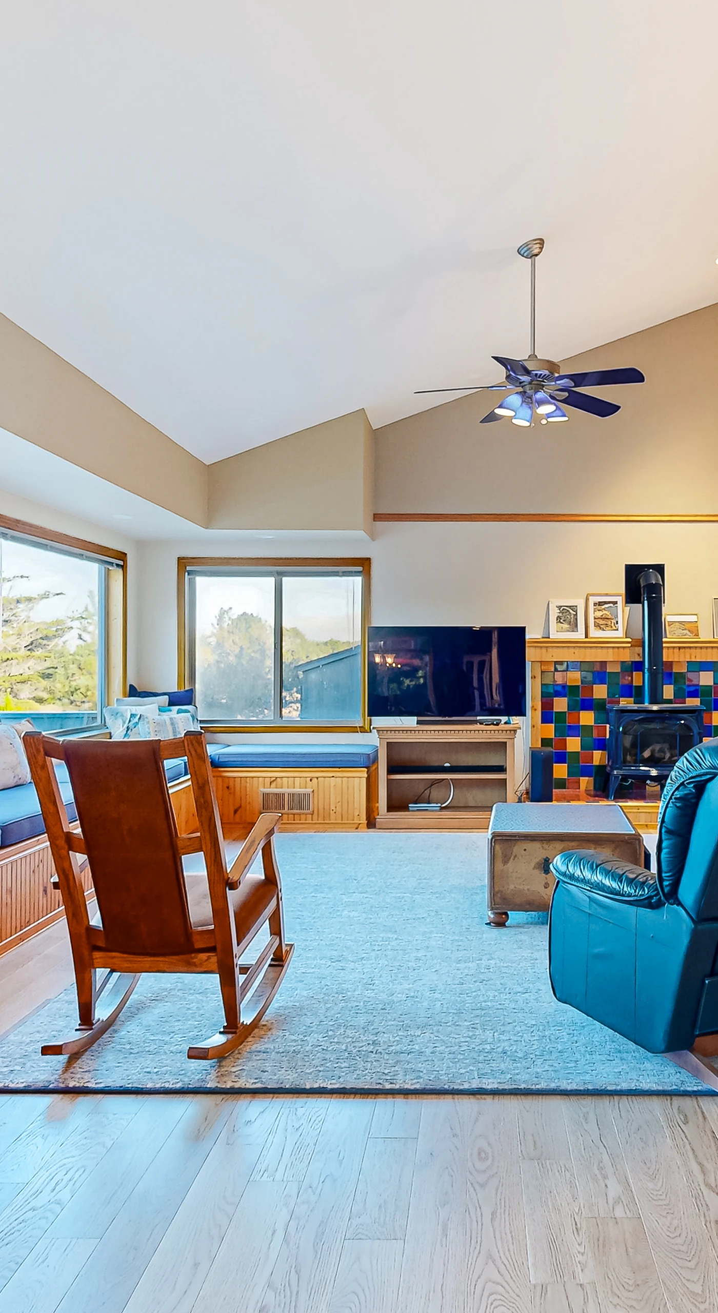 Morning light fills this cozy living space, ideal for sipping coffee while planning your day's explorations along the coast.