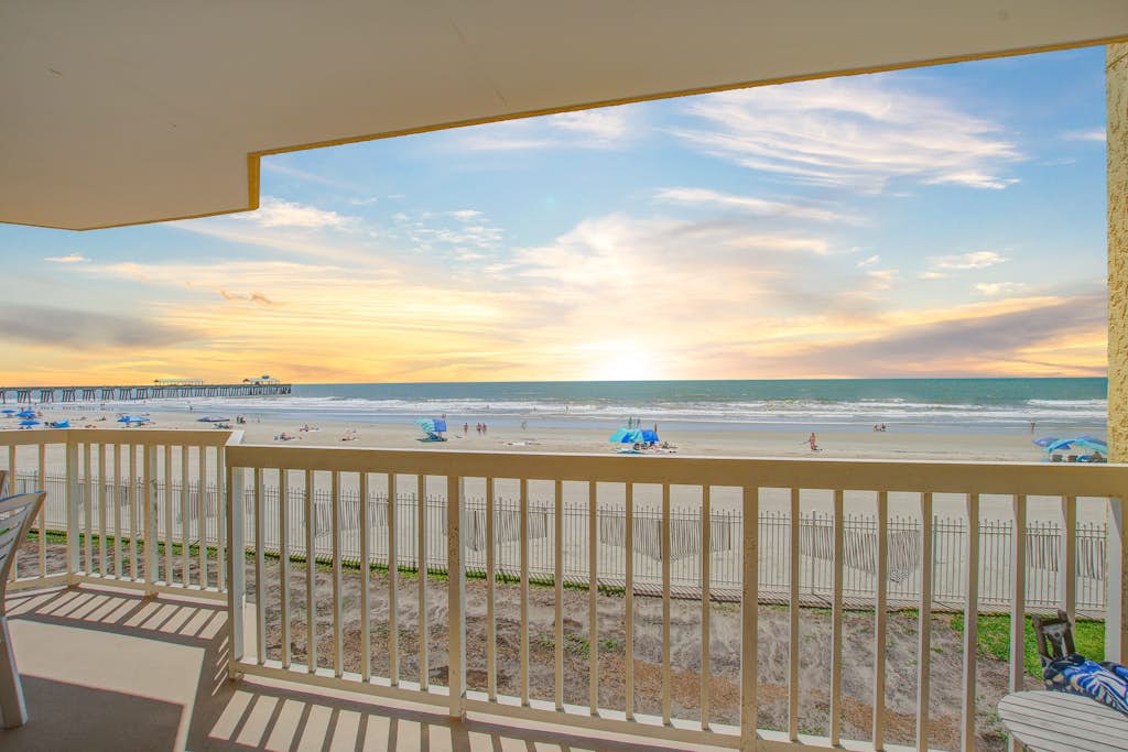 Oceanfront, first-floor villa w/large balcony & shared pool - near the beach — Folly Beach, SC — vacation rental