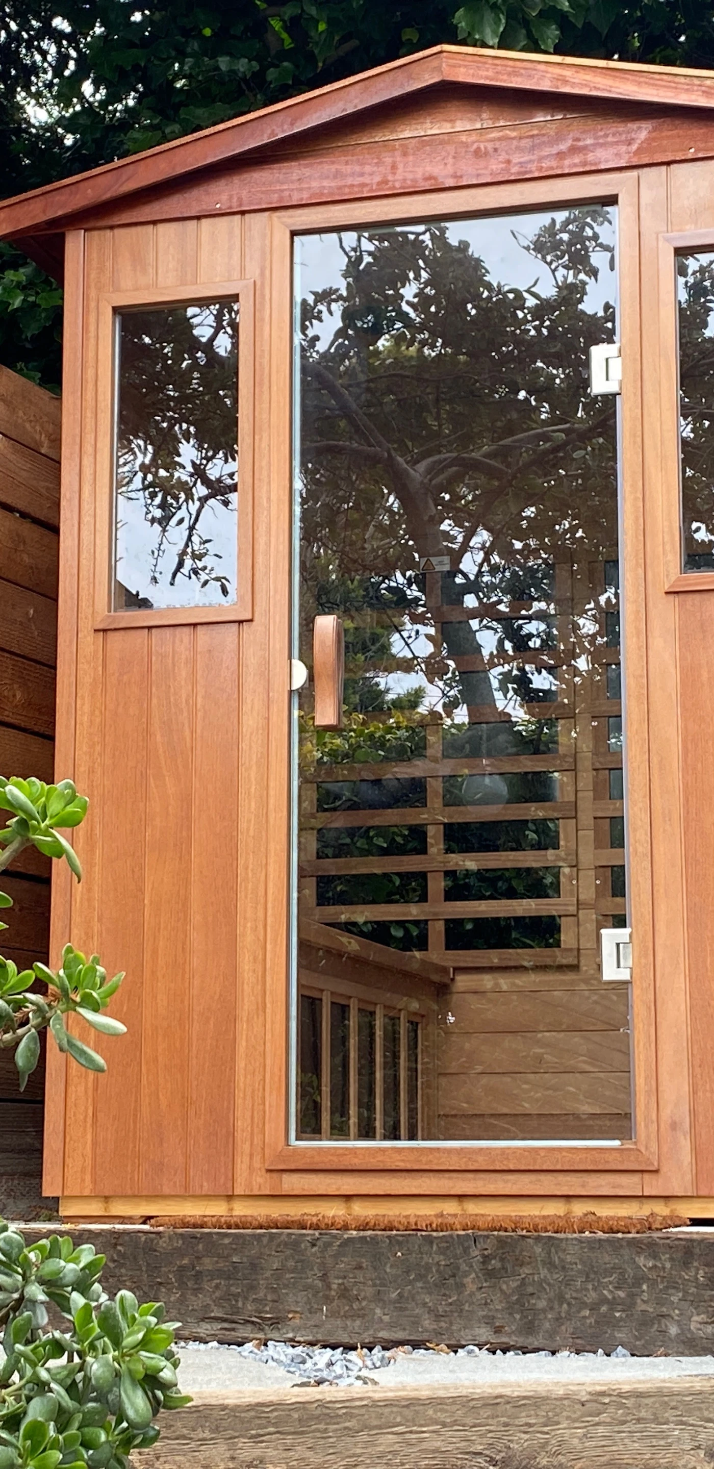 Warm up in your private outdoor sauna nestled among lush garden greenery — the ultimate Sonoma Coast indulgence.