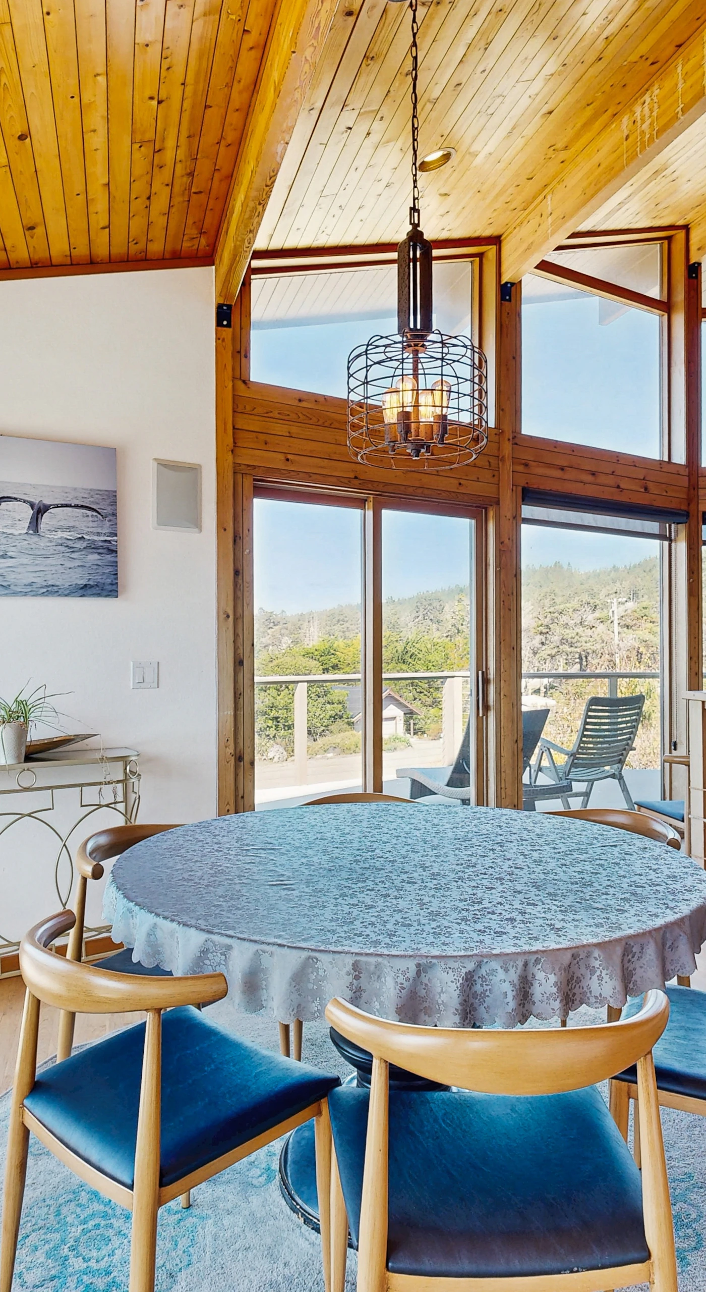 Dine in style as you enjoy panoramic views of the coastline, making every meal a memorable experience at Gualala Harmony House.