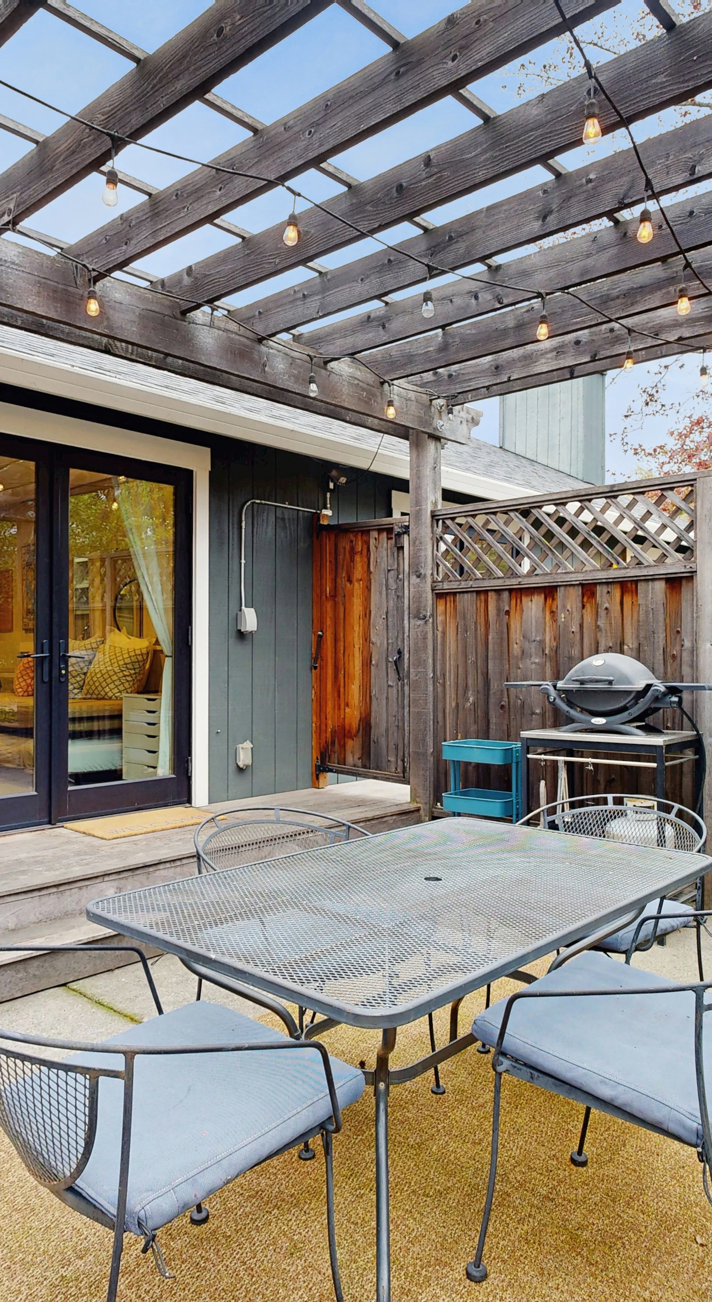 Unwind on your private covered patio draped in string lights — fire up the BBQ grill and savor an al fresco dinner under the Sonoma sky after a day of wine tasting in the valley.