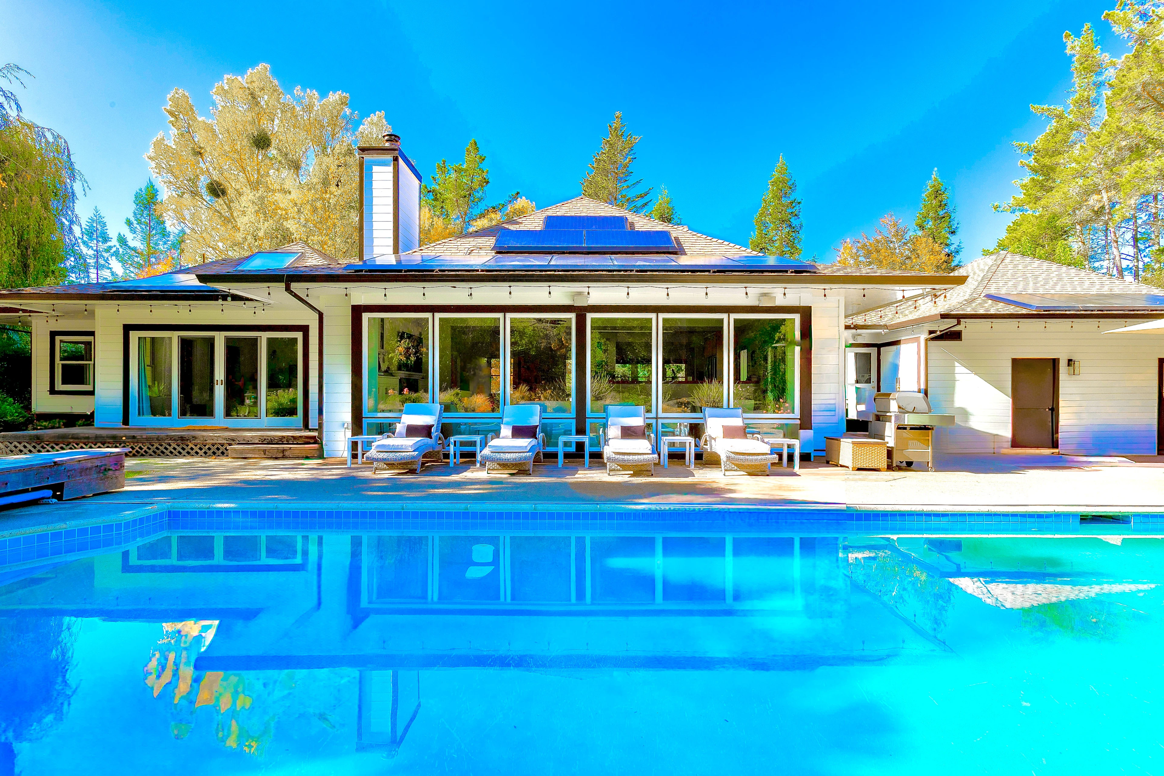 Dive into your private Sebastopol retreat — a sun-drenched heated pool flanked by loungers invites you to unwind between wine country tastings