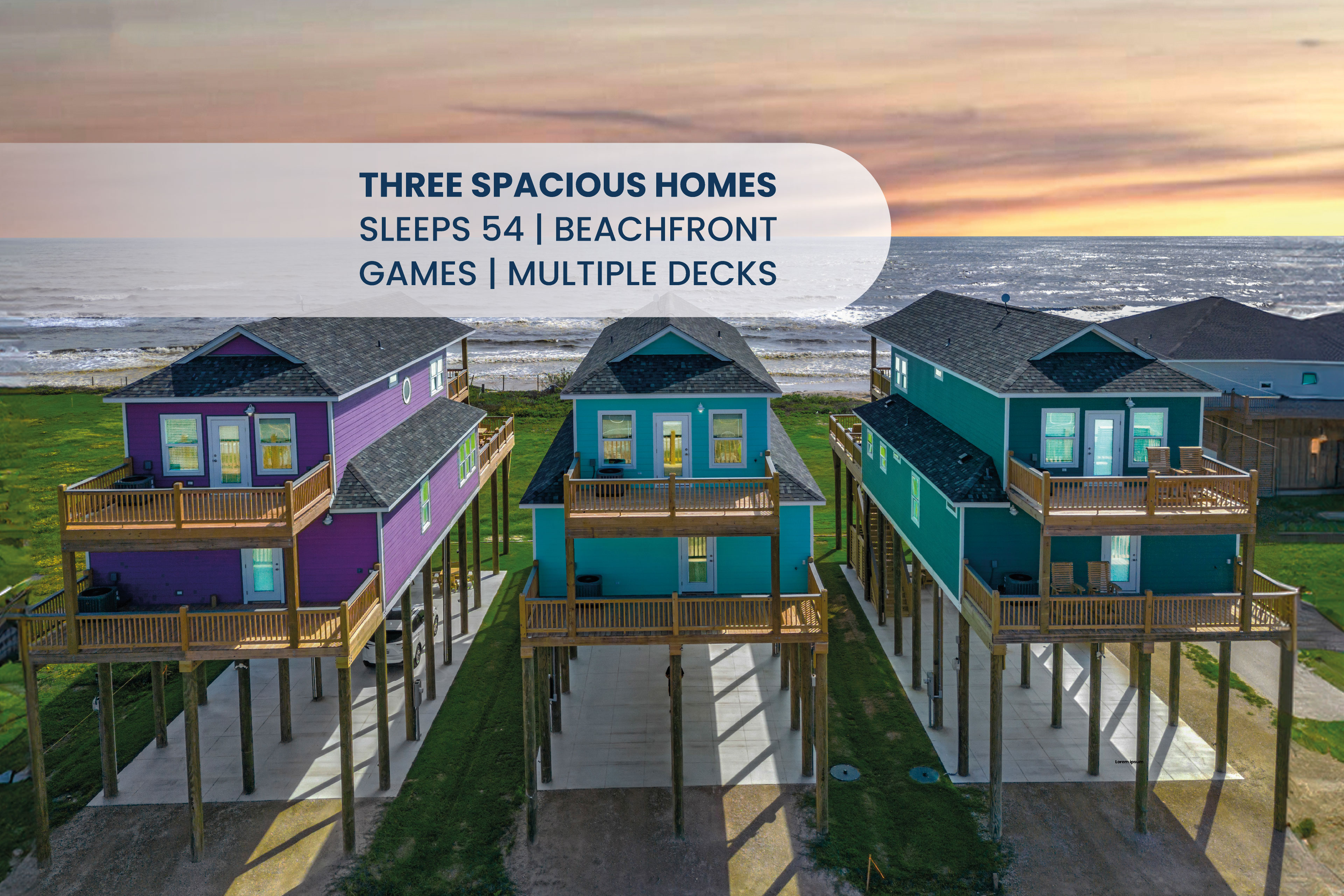 3 Beachfront Homes | 15BR Retreat for 54 Guests