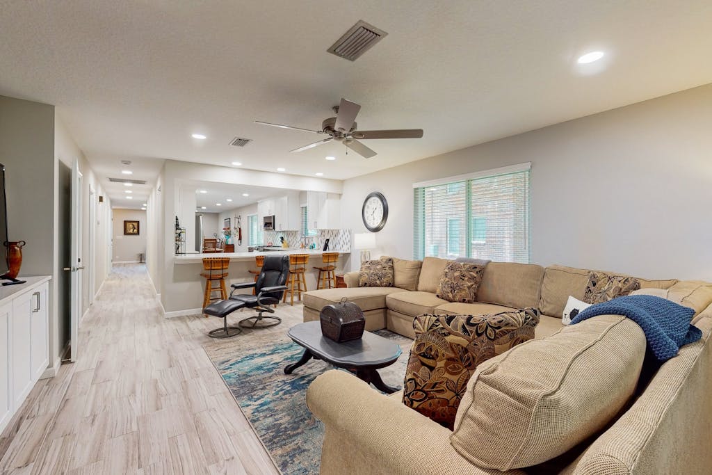 Updated house with enclosed yard, patio, central AC, & washer/dryer