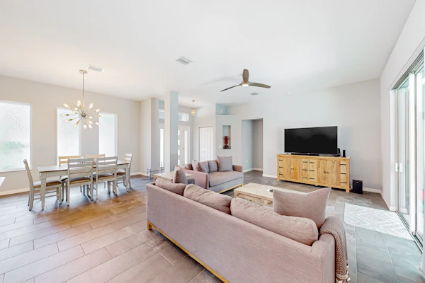 Updated home with private pool, patio, central AC, & W/D