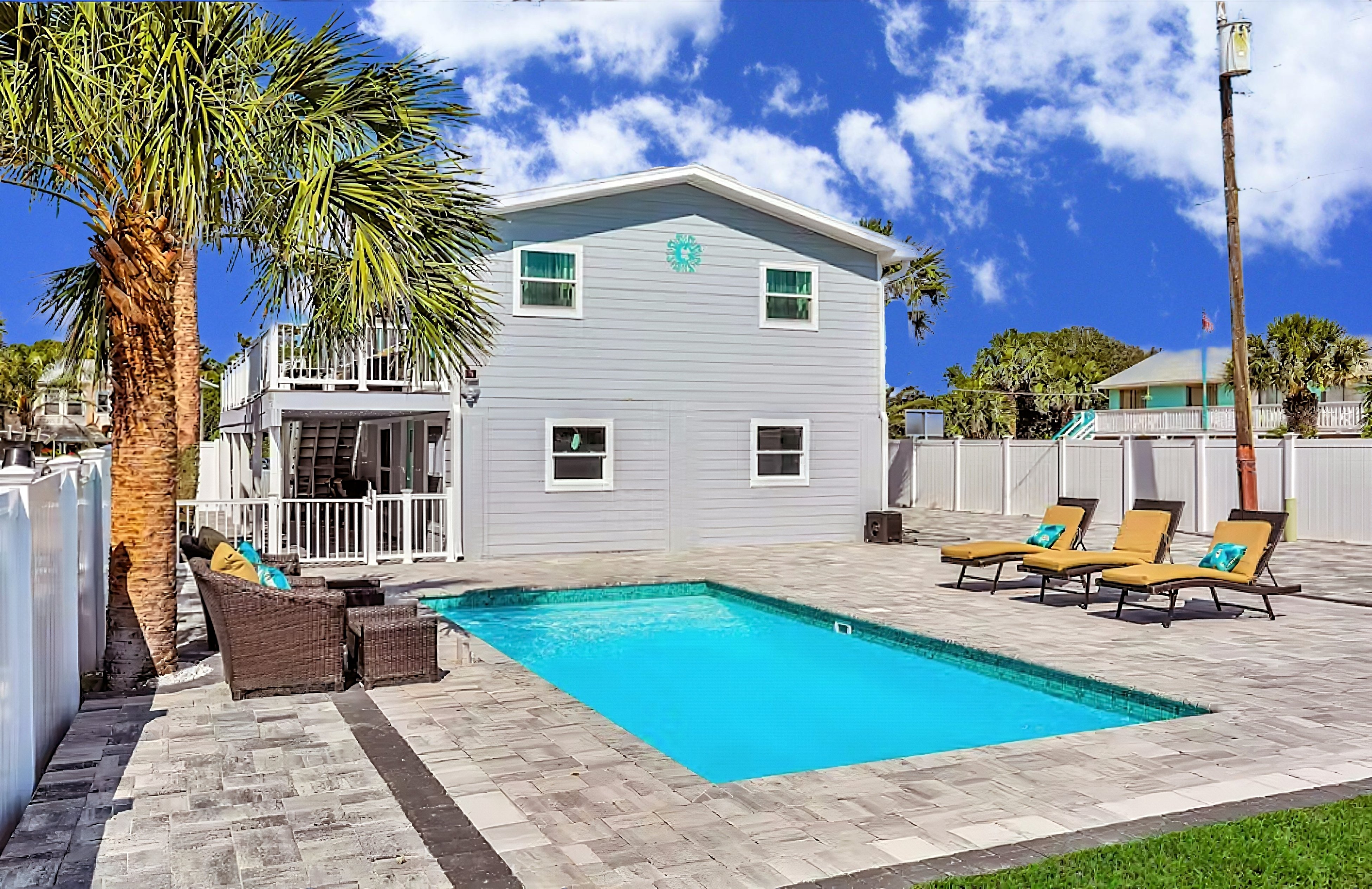 Home 1 Block from 2 Beaches w/Private Pool, High-Speed WiFi & Central AC