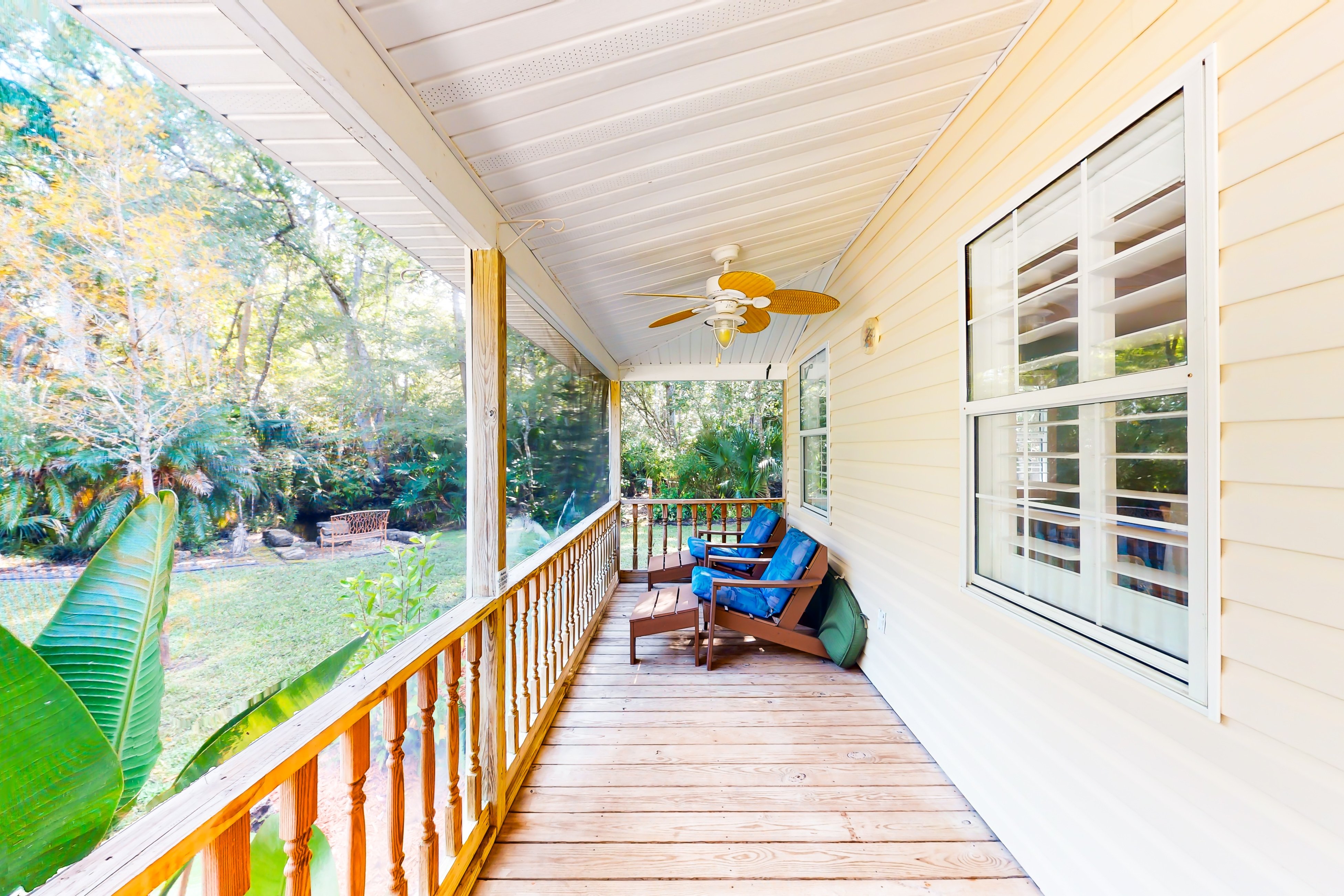 Serene home with enclosed yard, grill, games, & central AC - dog-friendly