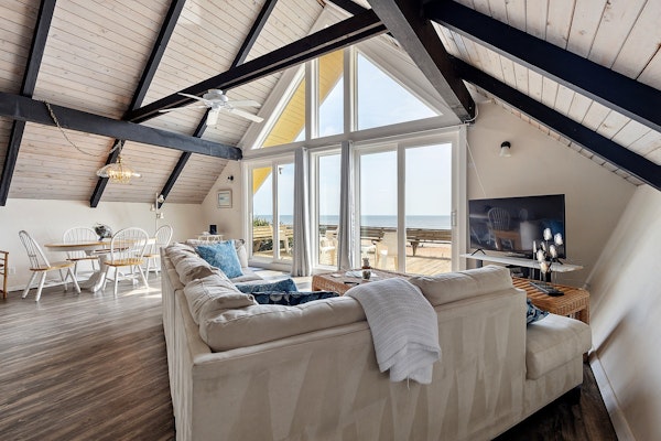 A-frame beach house steps from the ocean with deck & central AC