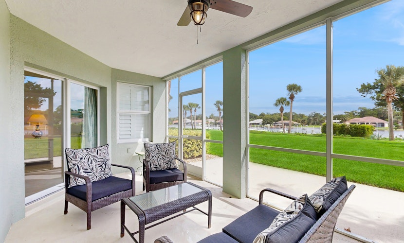 Ground floor waterview condo with resort amenities, private patio and pool