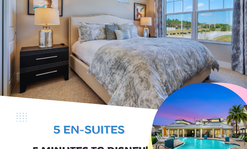 5 BR 6 BA Villa 5min to Disney!