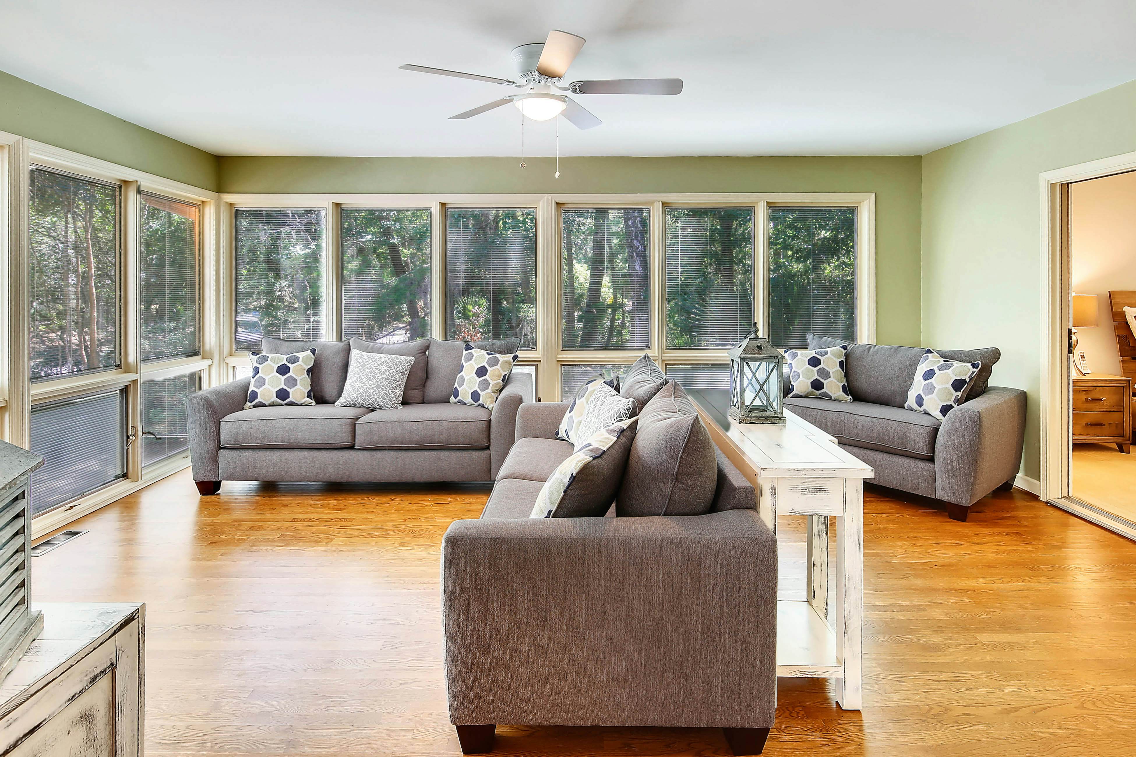 Dog-friendly home with large deck, on-site pools, tennis & Beach Club