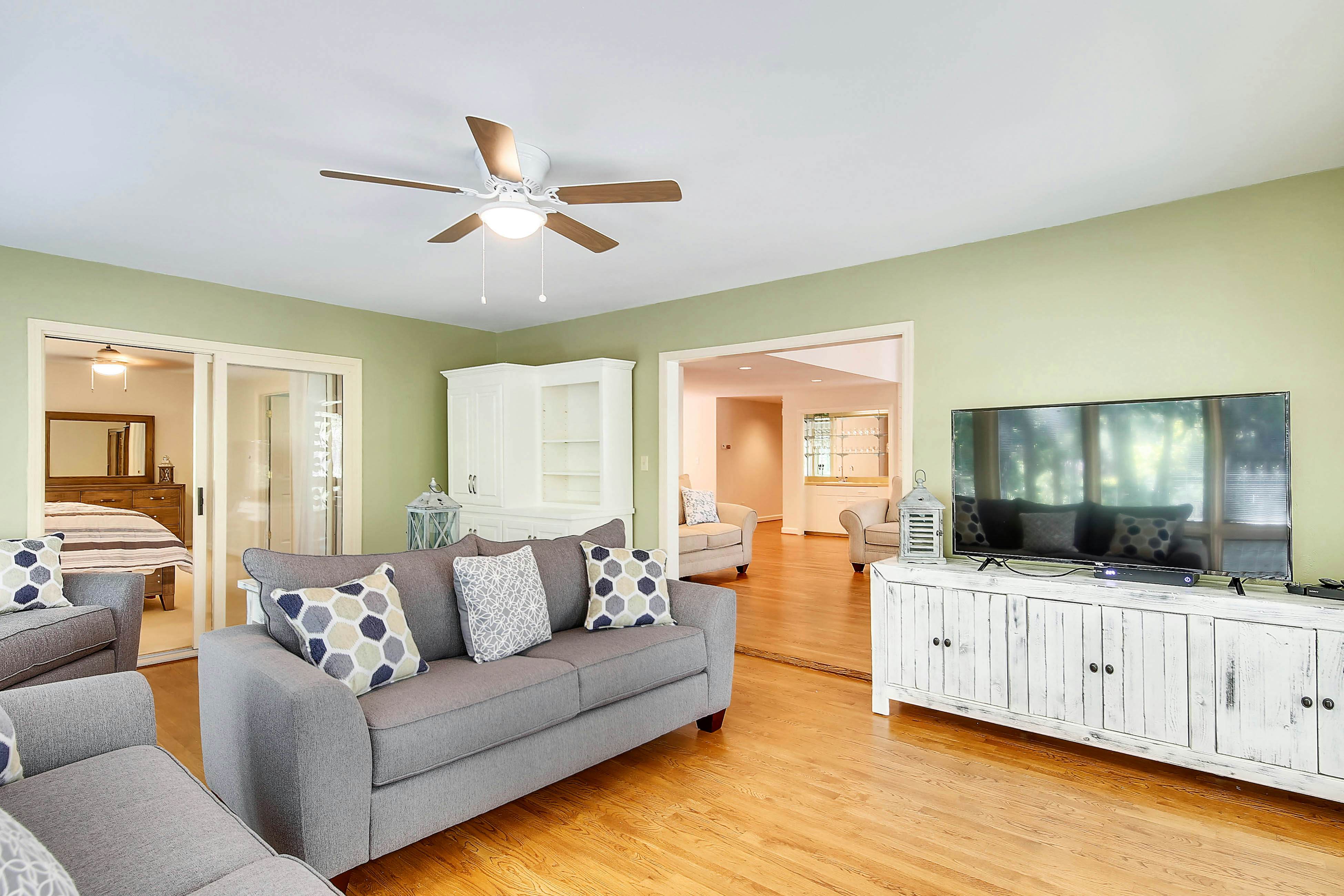 Dog-friendly home with large deck, on-site pools, tennis & Beach Club