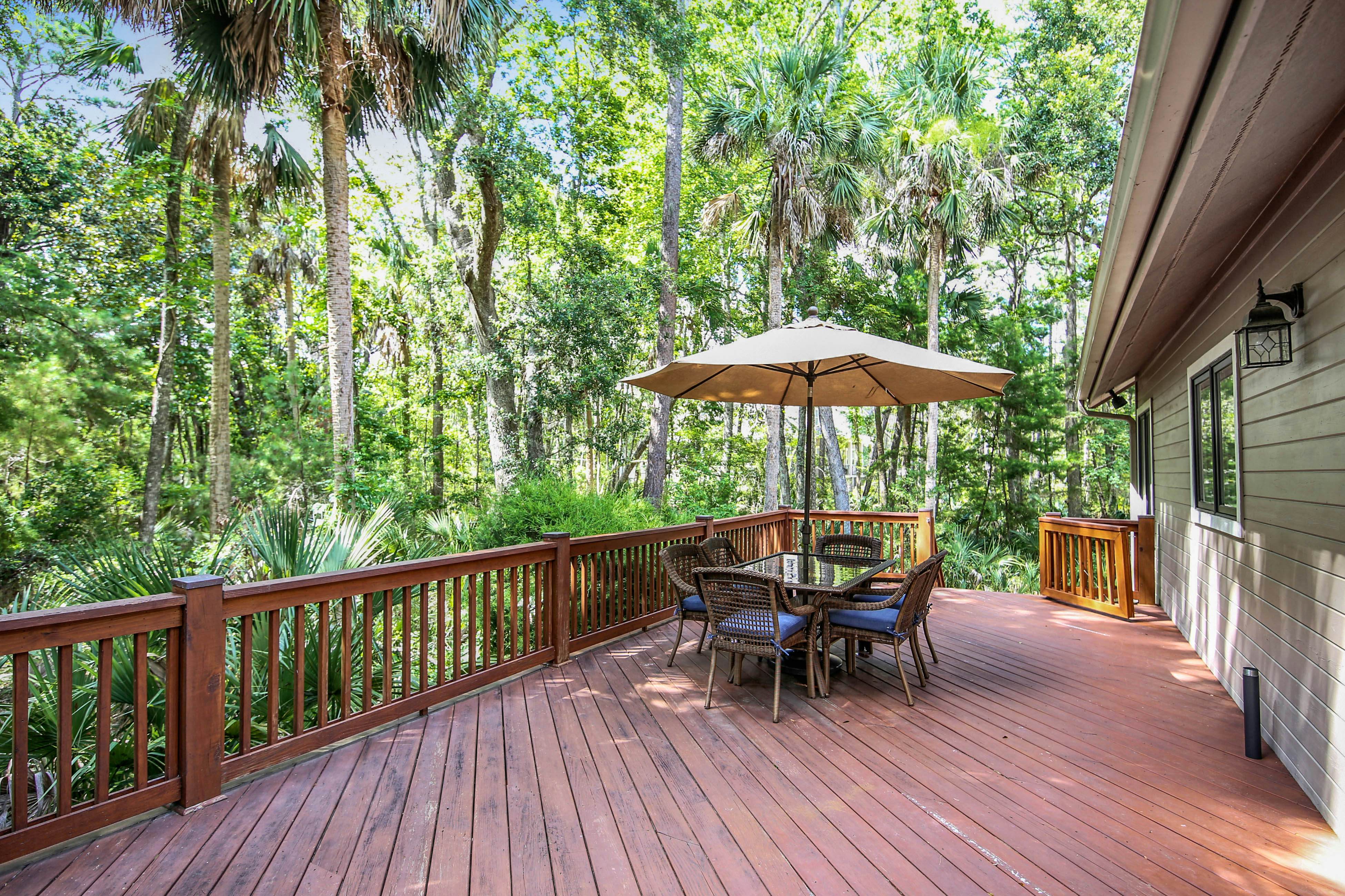 Dog-friendly home with large deck, on-site pools, tennis & Beach Club