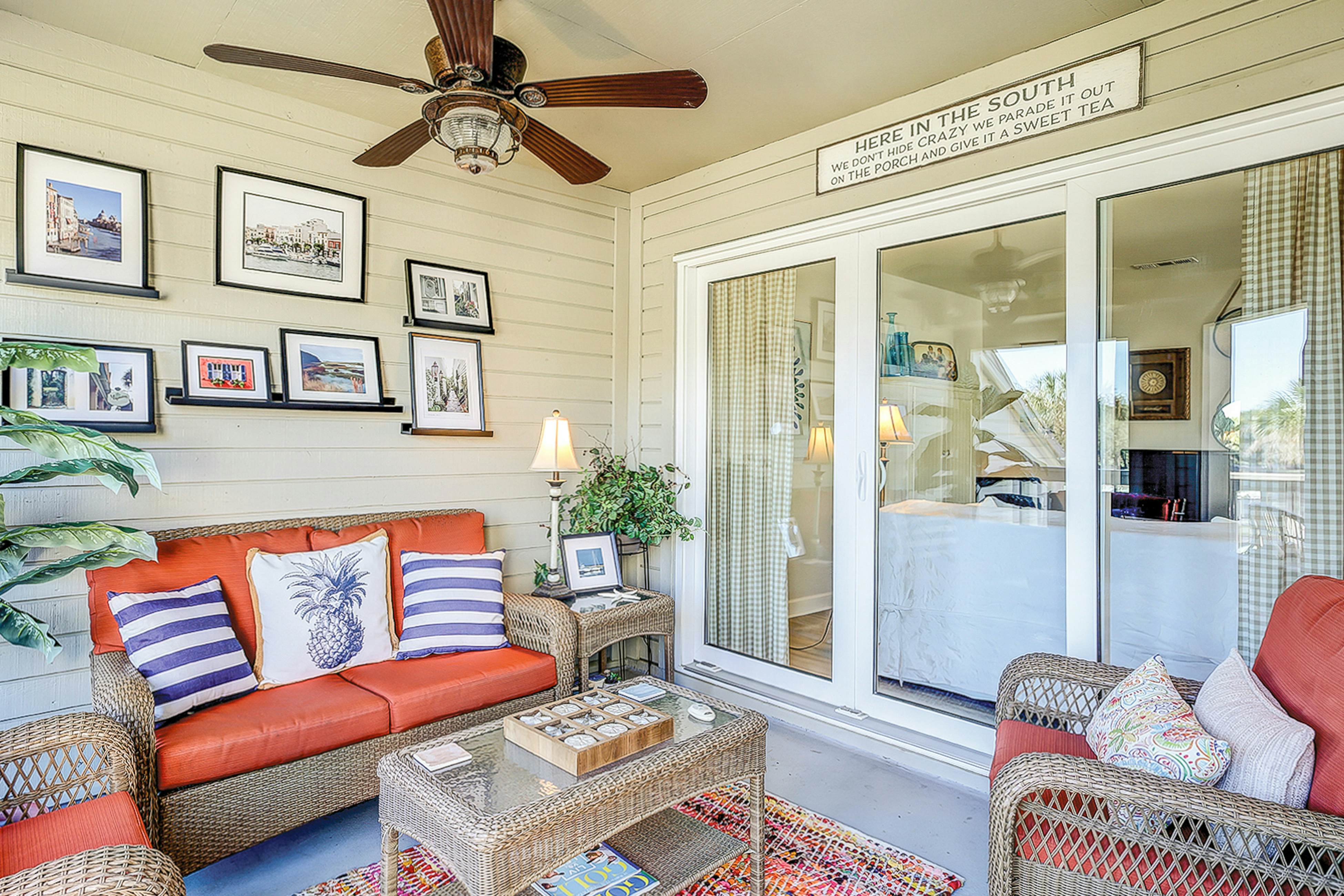 Lovely condo near beach with enclosed porch, pool, tennis, and golf access