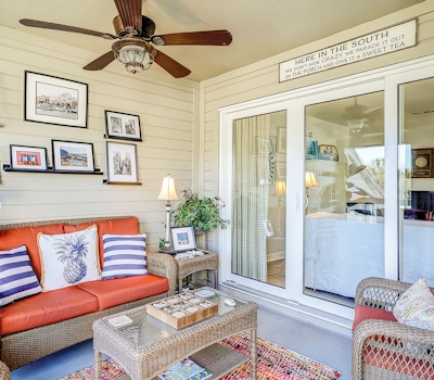 Lovely condo near beach with enclosed porch, pool, tennis, and golf access