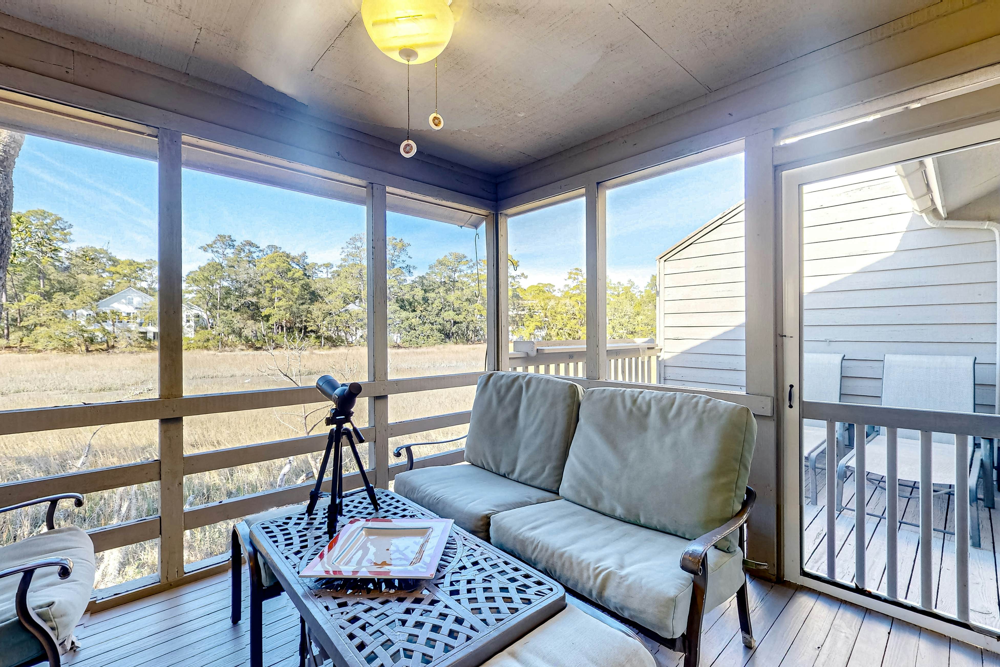 Creek Watch Villa with resort amenities, marsh views, & on-site golf