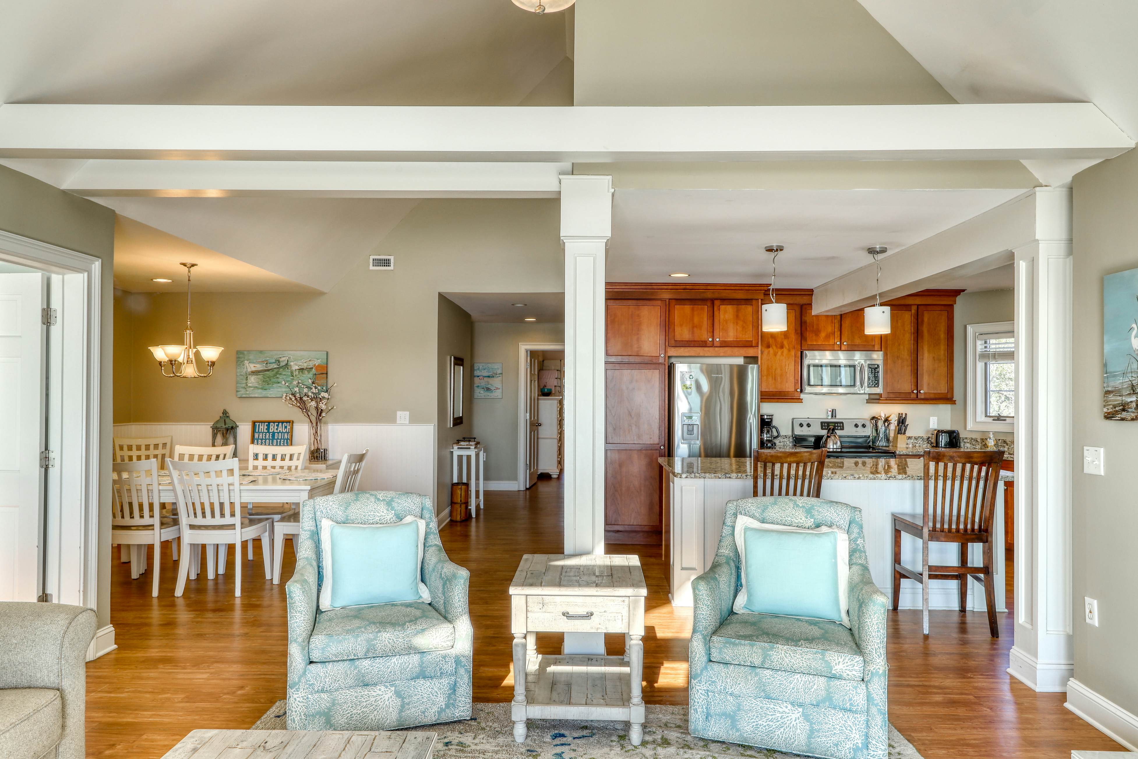 Dog-Friendly Waterfront Condo with Furnished Deck & Beach Views