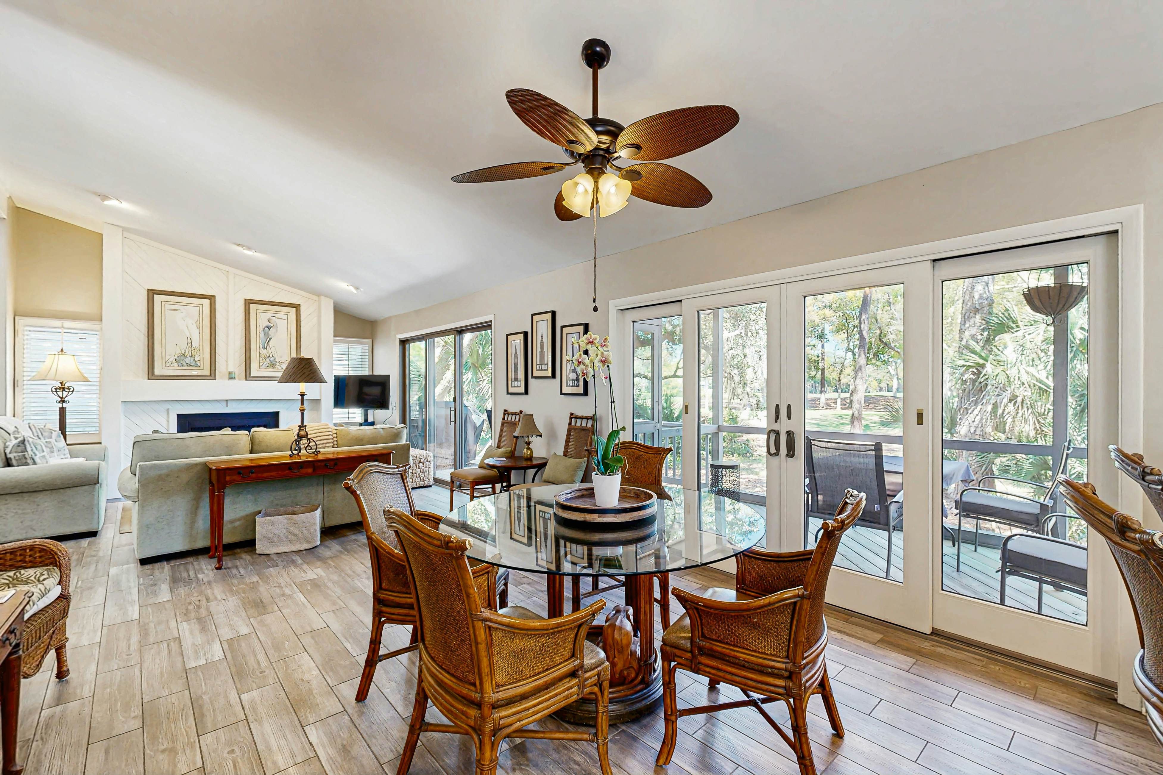 Golf course home with deck, porch & lagoon view - 1 block to beach, 1 dog OK