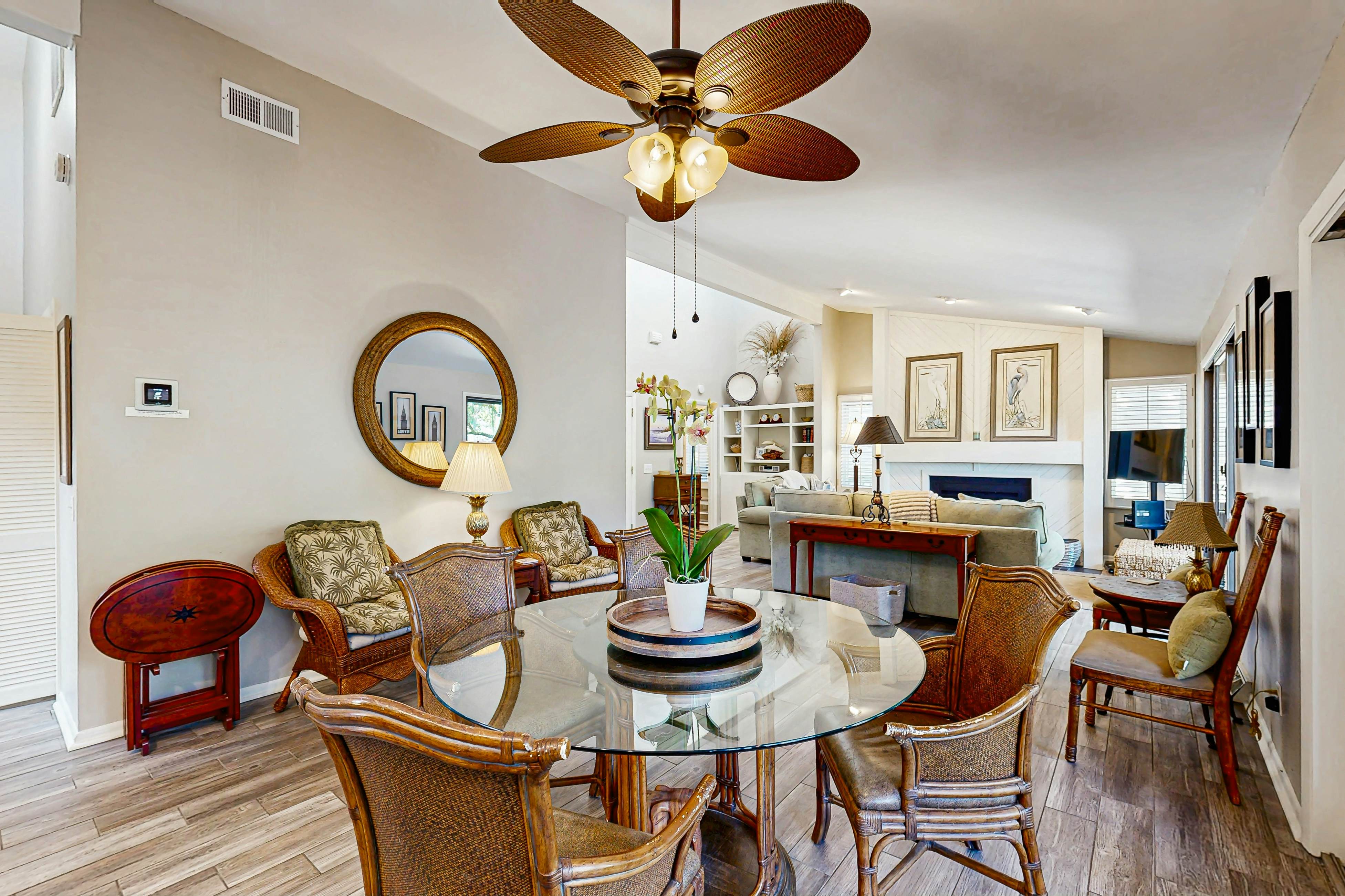 Golf course home with deck, porch & lagoon view - 1 block to beach, 1 dog OK