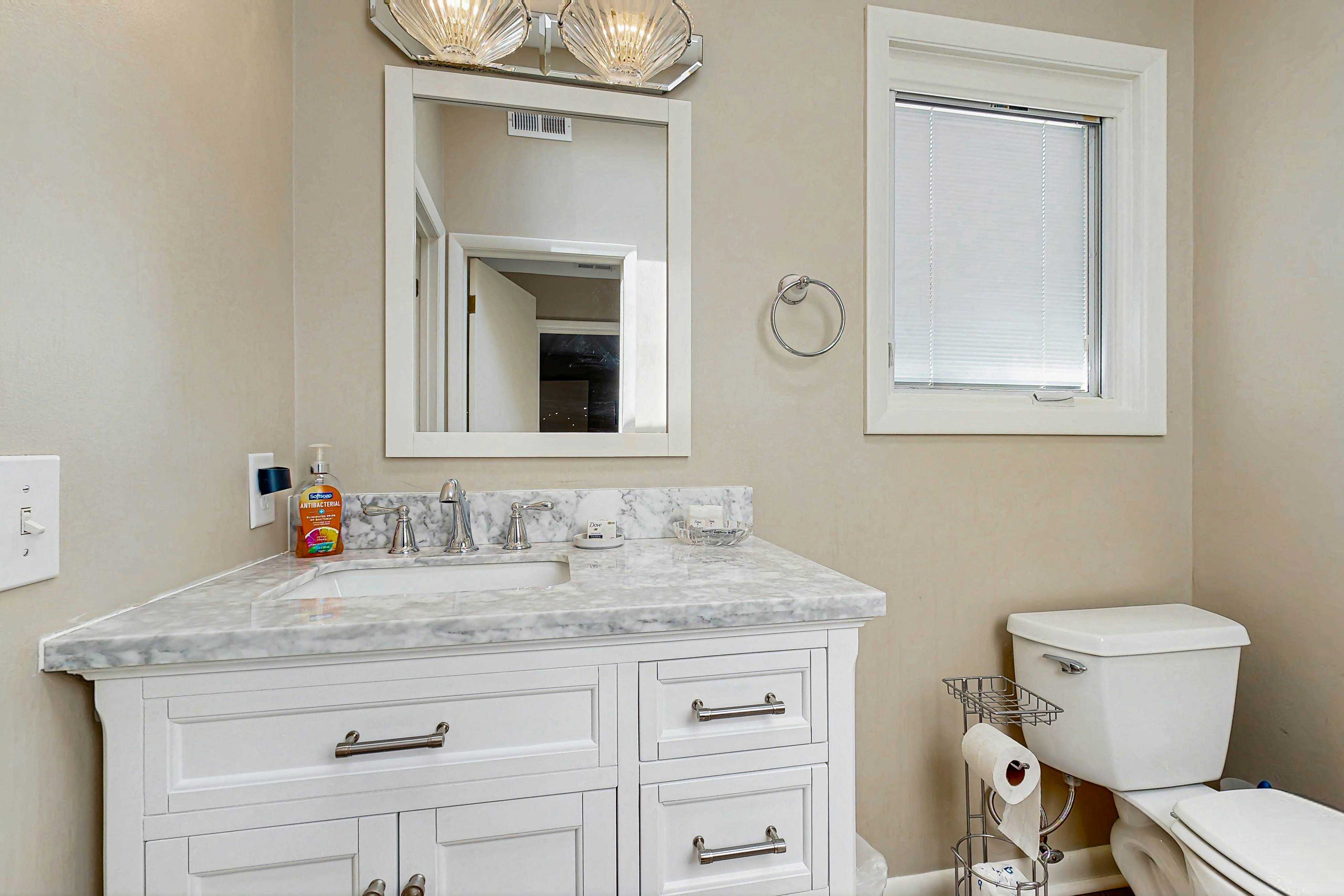 Golf course home with deck, porch & lagoon view - 1 block to beach, 1 dog OK