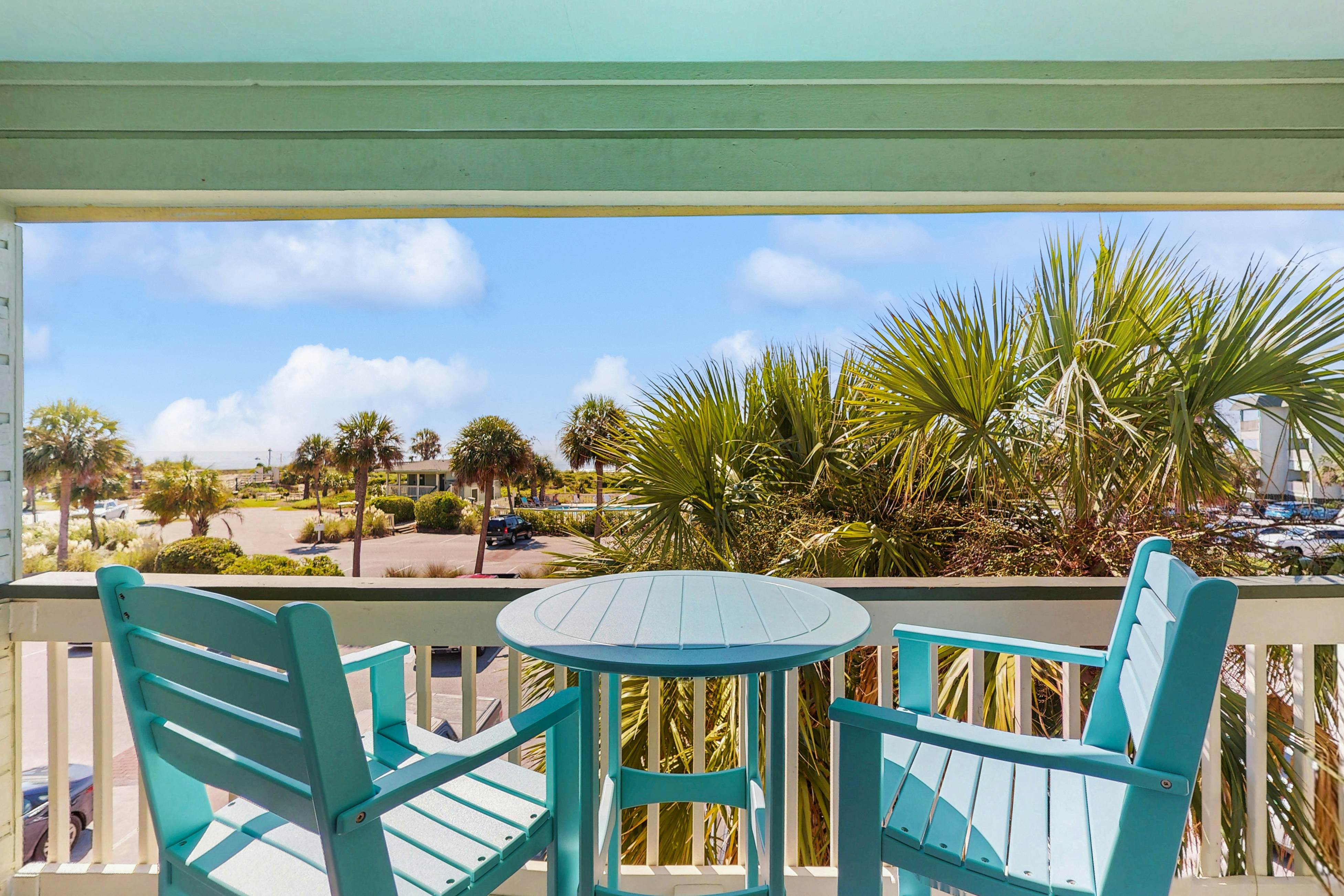 Oceanfront condo with water views, pool, balcony, & easy beach access