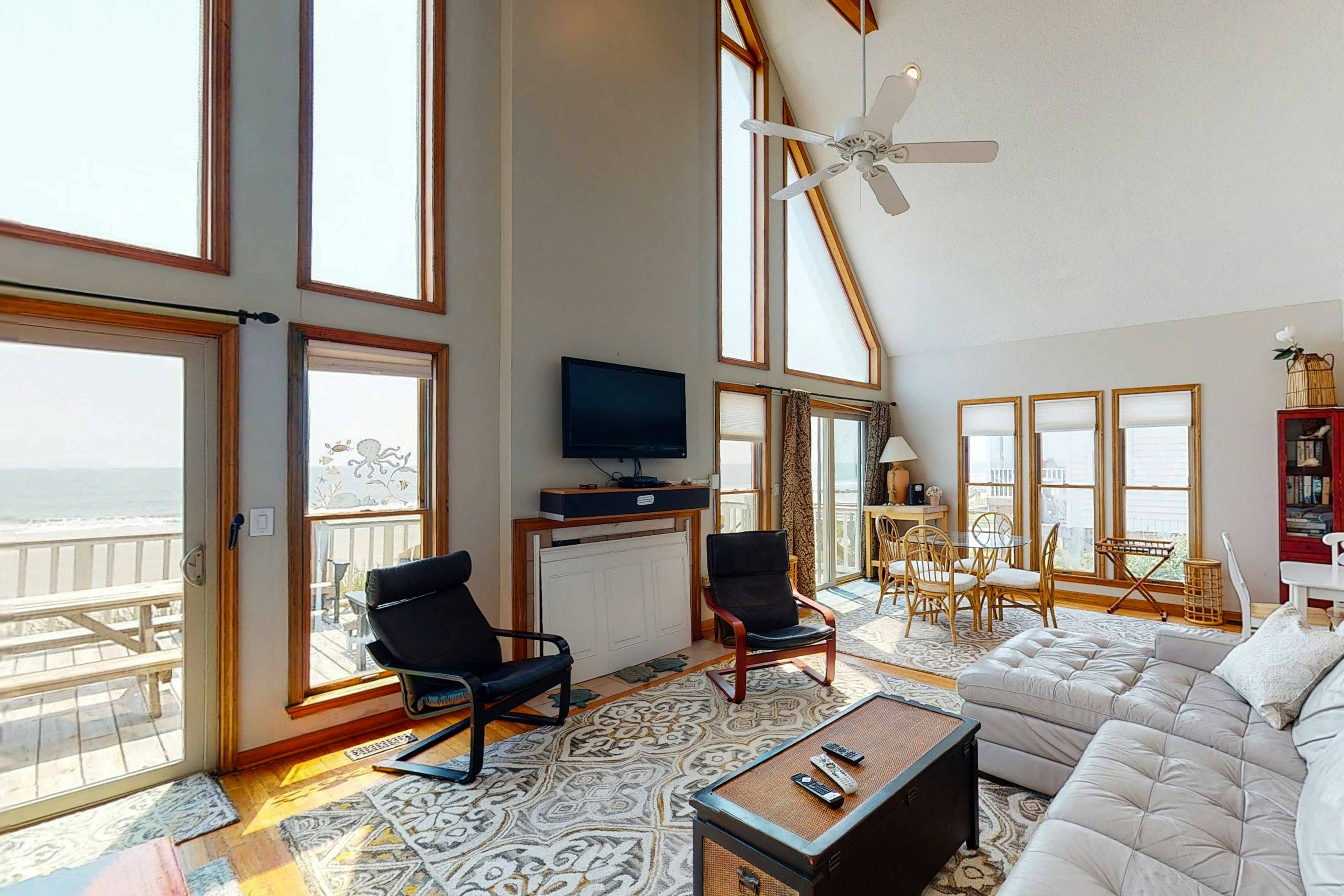 Oceanfront home with stunning ocean views, central AC, and private W/D