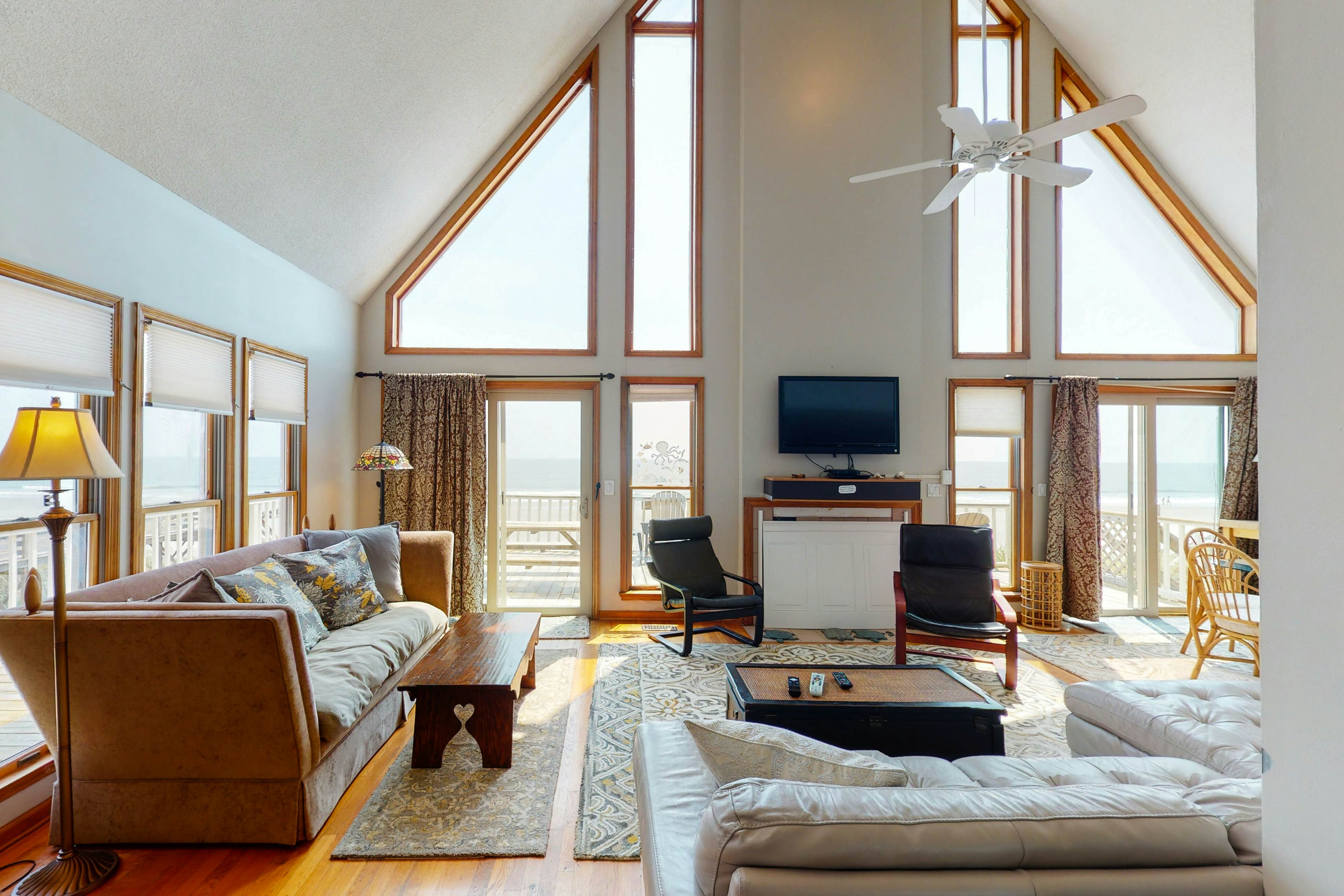 Oceanfront home with stunning ocean views, central AC, and private W/D