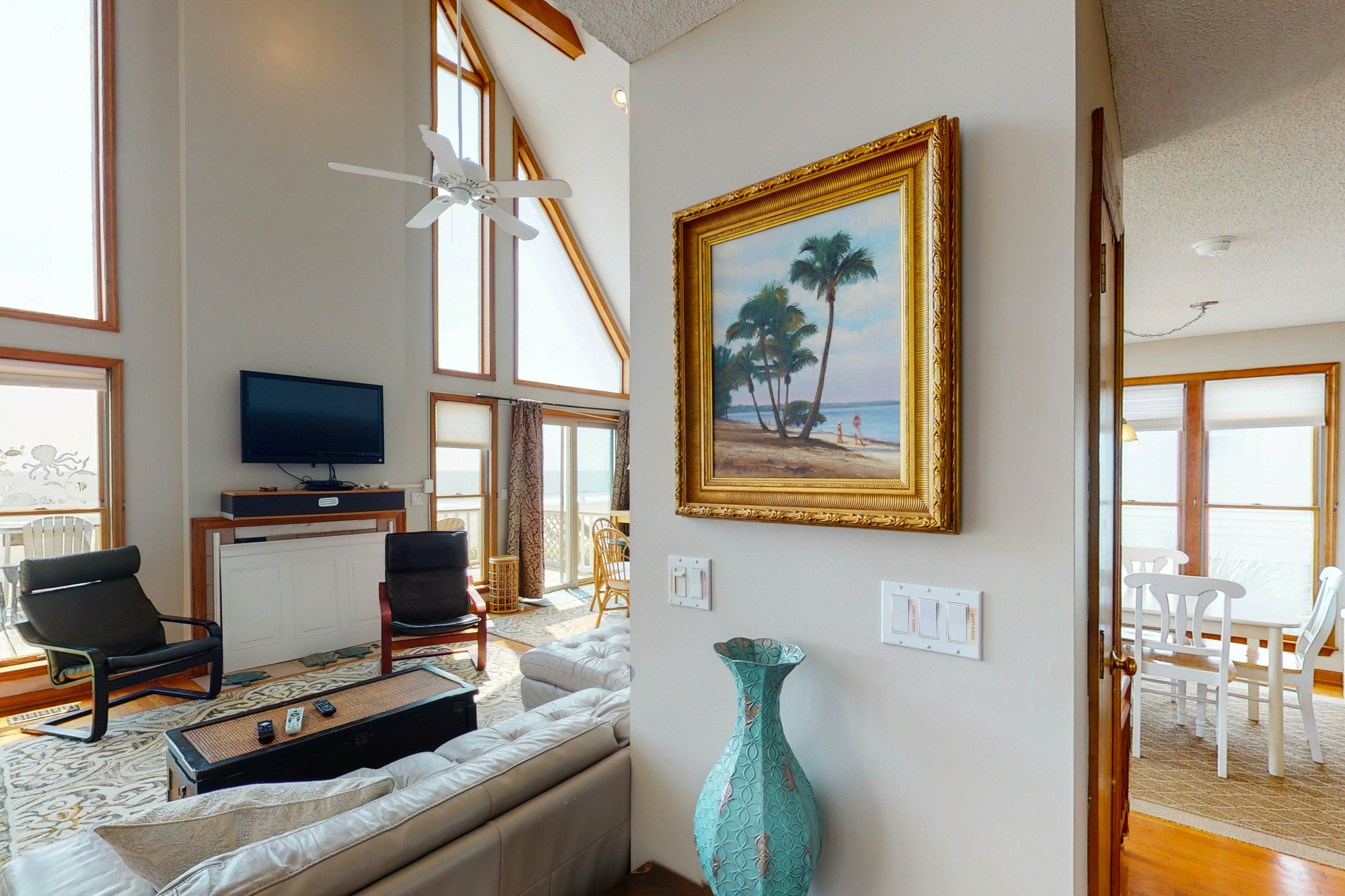 Oceanfront home with stunning ocean views, central AC, and private W/D