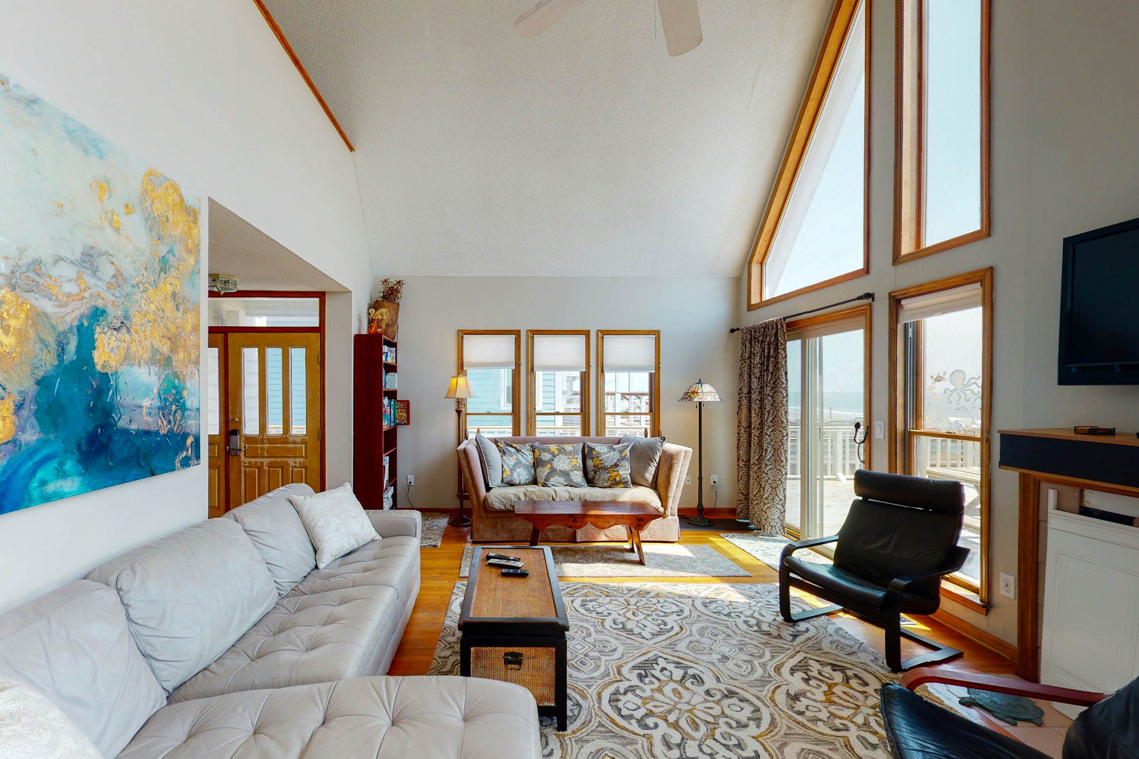 Oceanfront home with stunning ocean views, central AC, and private W/D