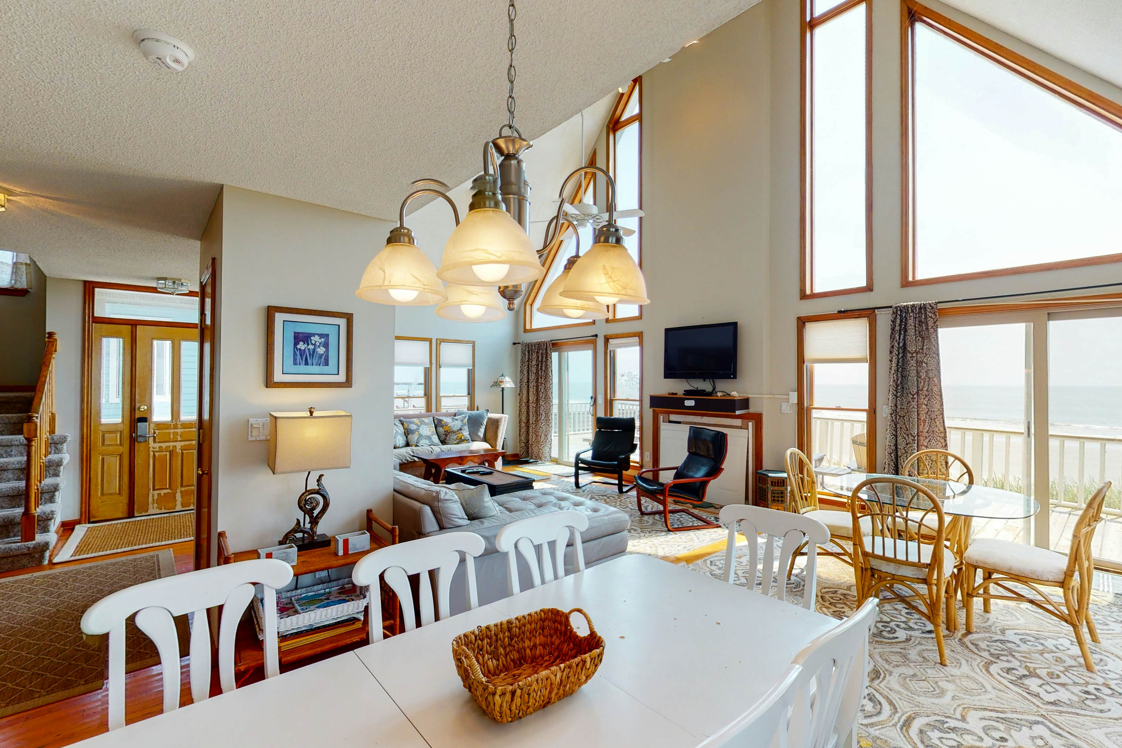 Oceanfront home with stunning ocean views, central AC, and private W/D