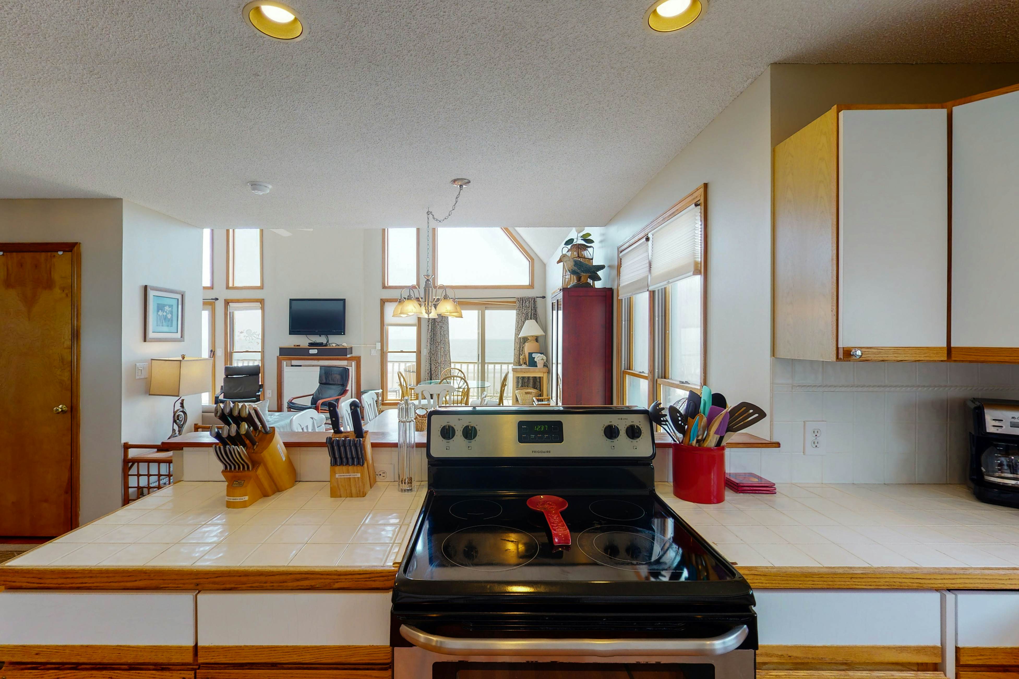 Oceanfront home with stunning ocean views, central AC, and private W/D