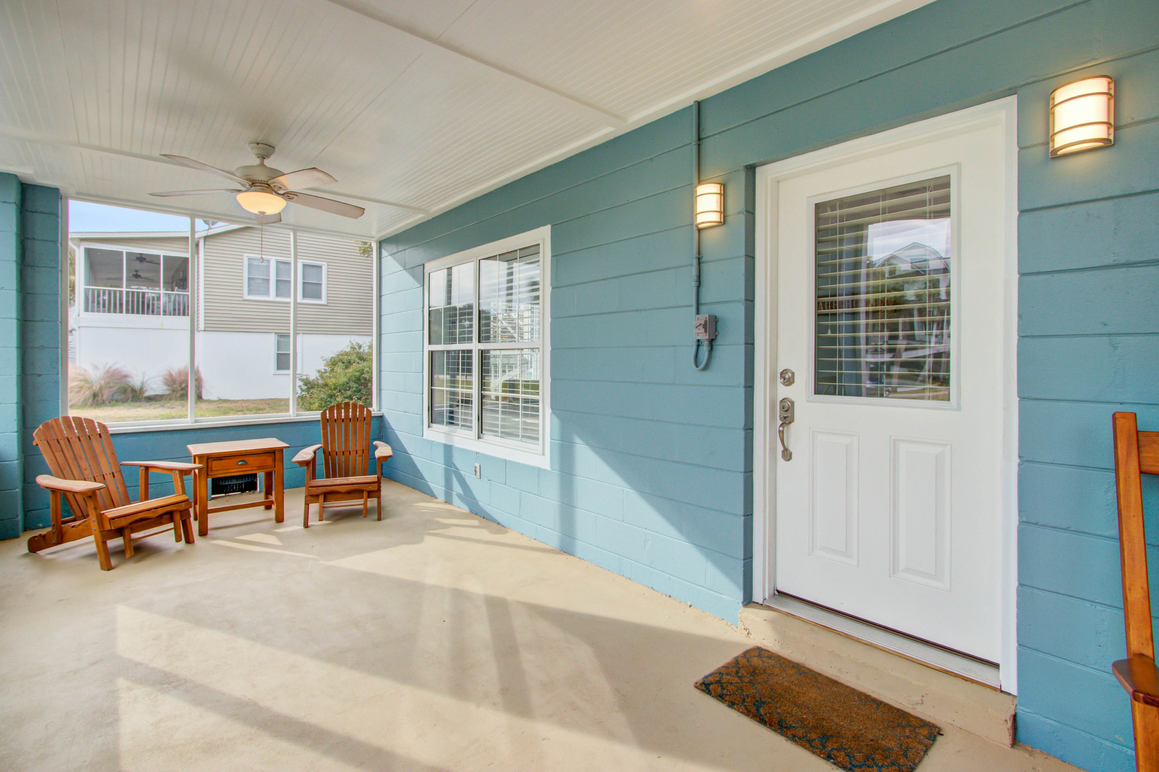 Dog-friendly, ocean-view getaway with grill, deck, beach access & basketball