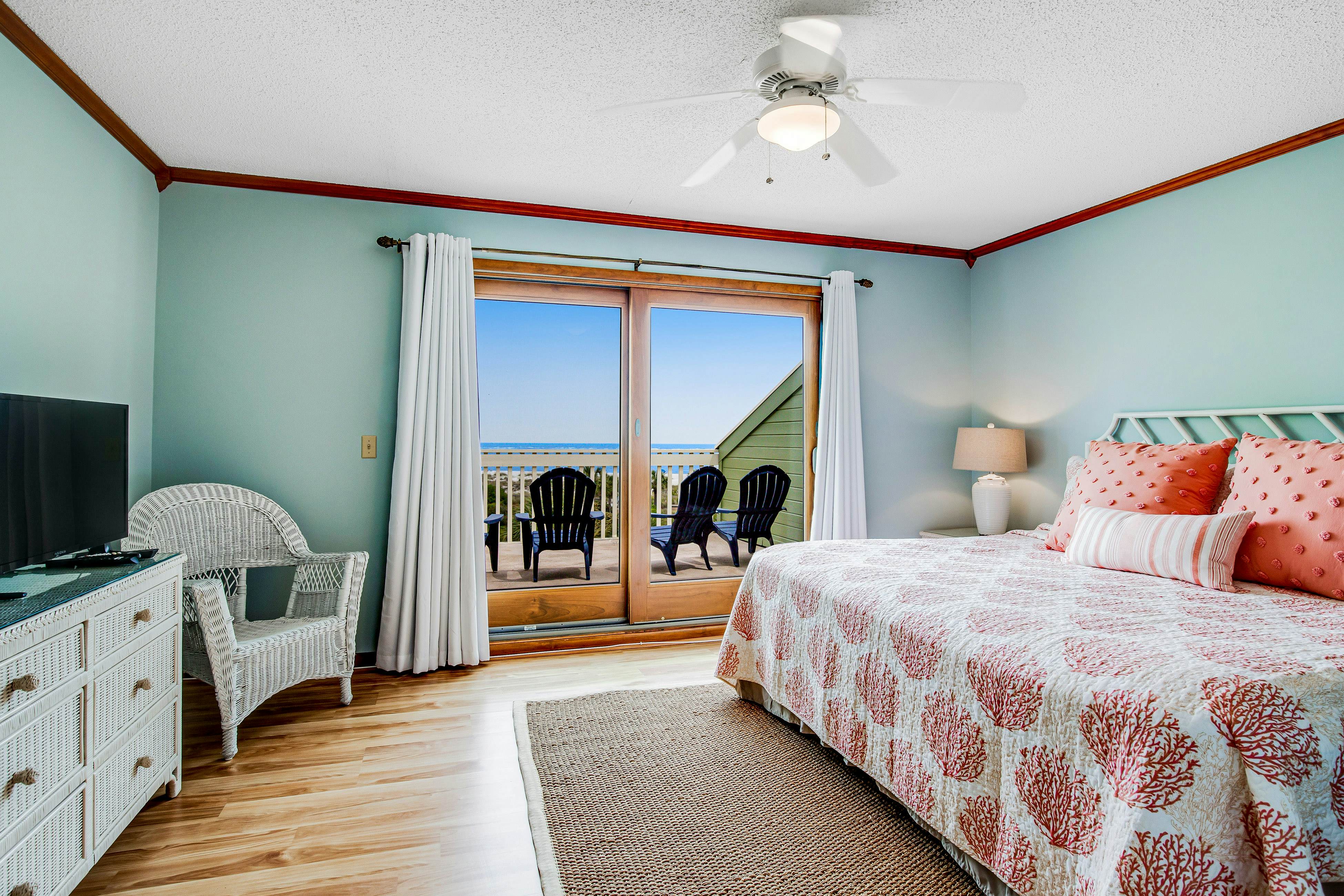 Three-story ocean-view villa with pool, balcony, charcoal grill, & central AC