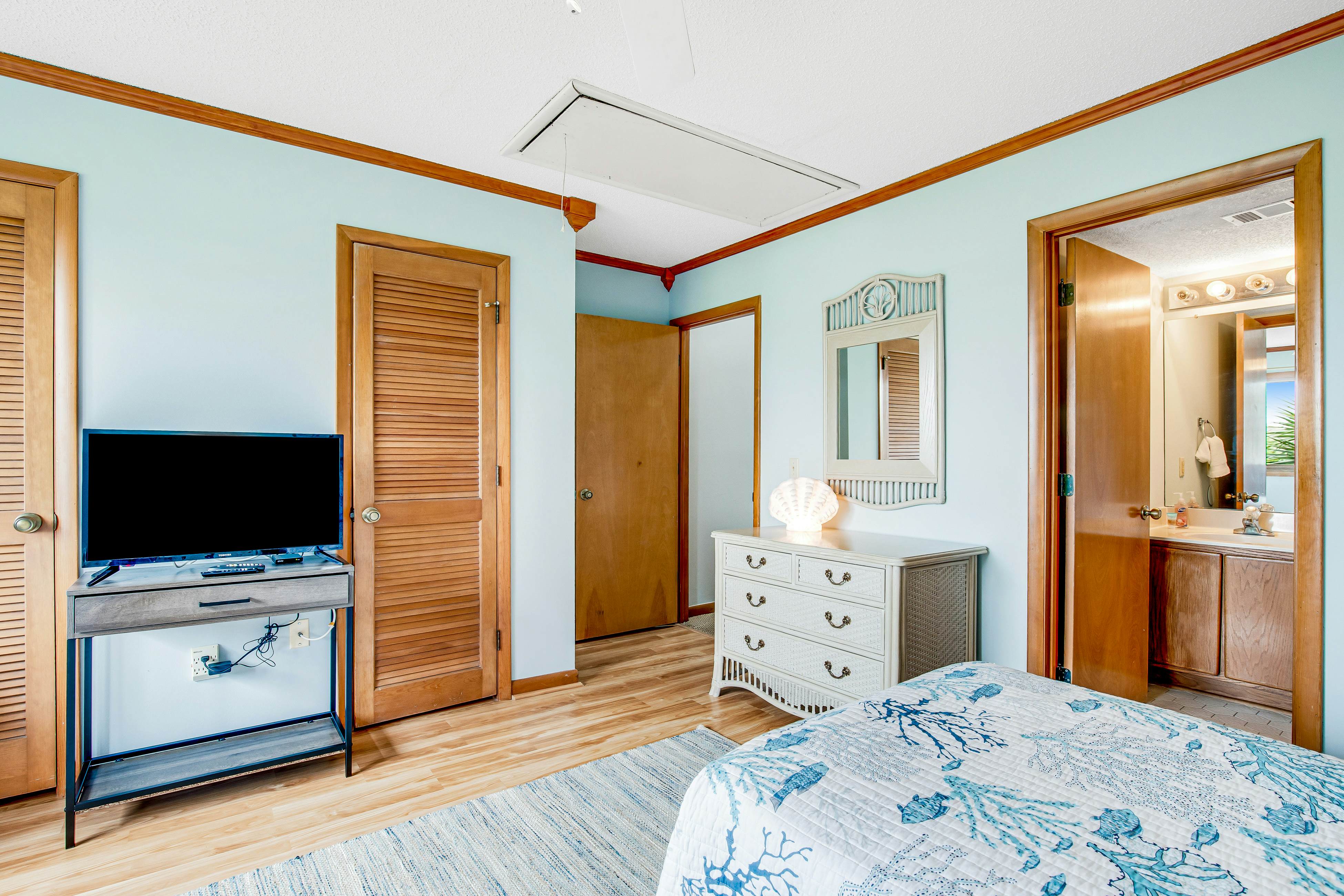 Three-story ocean-view villa with pool, balcony, charcoal grill, & central AC