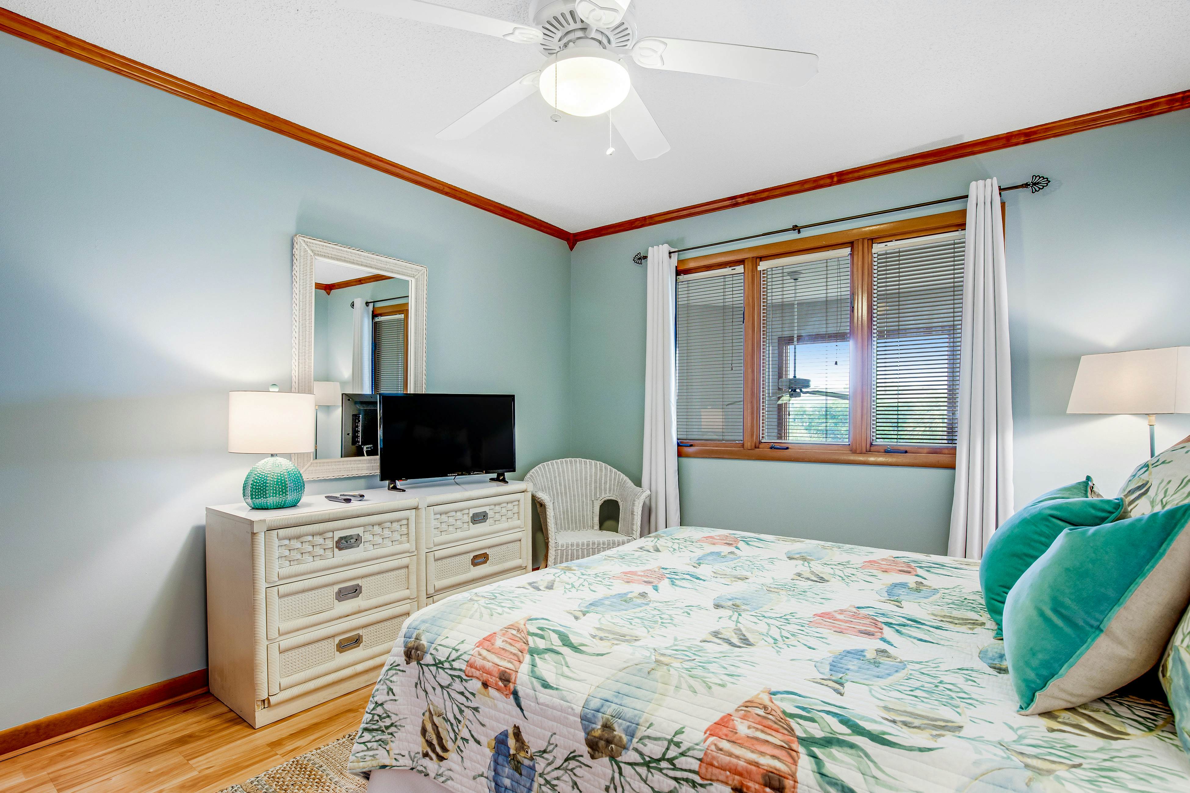 Three-story ocean-view villa with pool, balcony, charcoal grill, & central AC