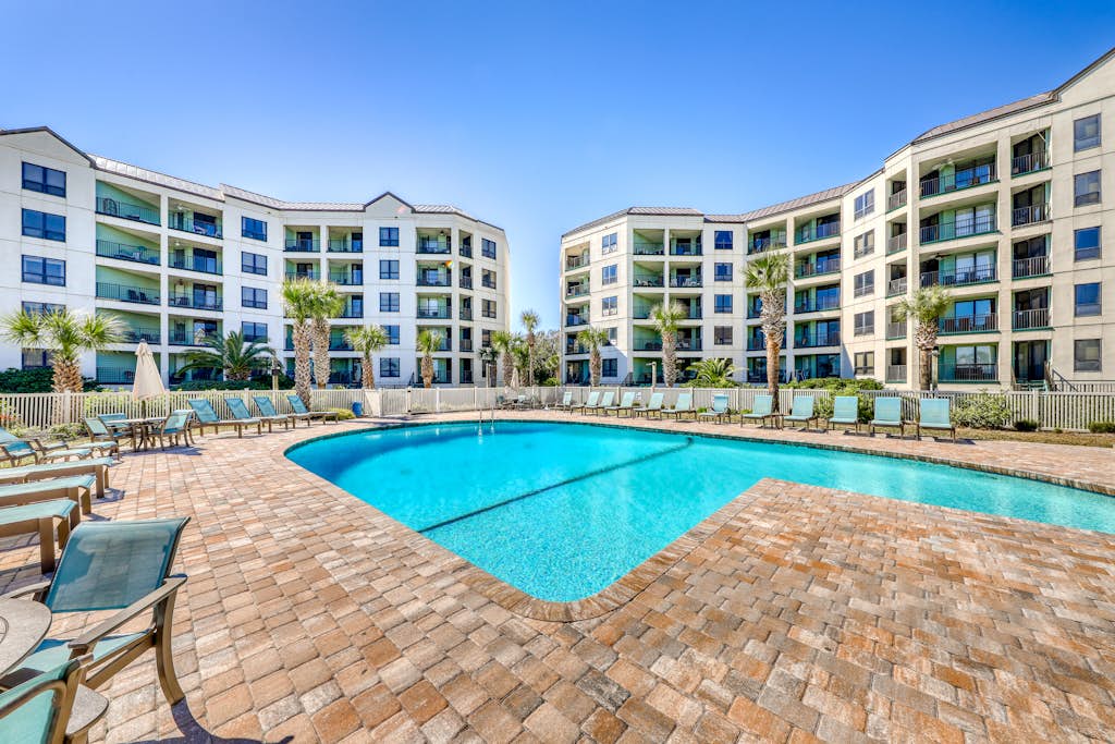 Ocean-view villa at beachfront complex with pool - walk to golf, dining, & more