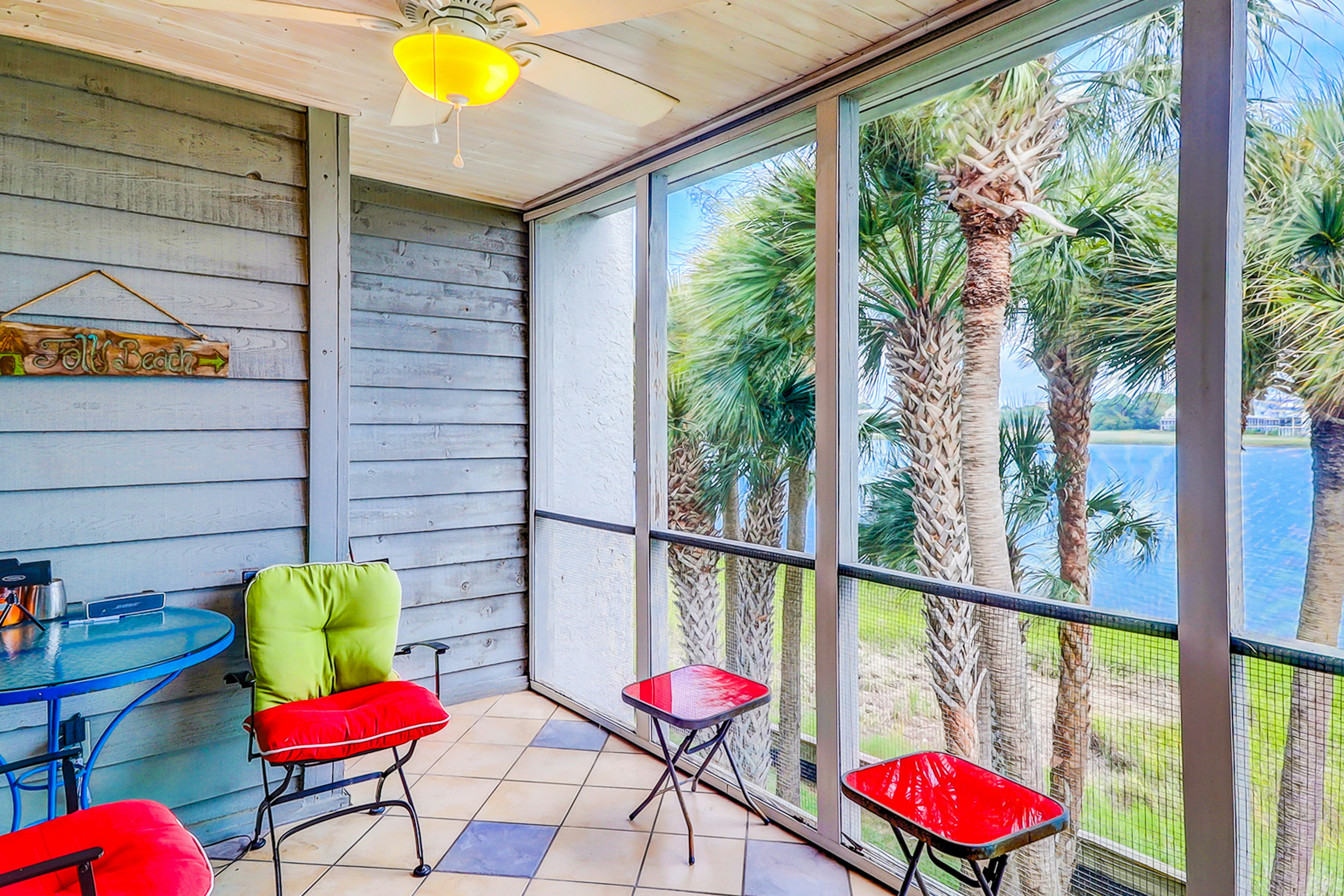 Lovely waterfront condo with balcony, central AC, & washer/dryer